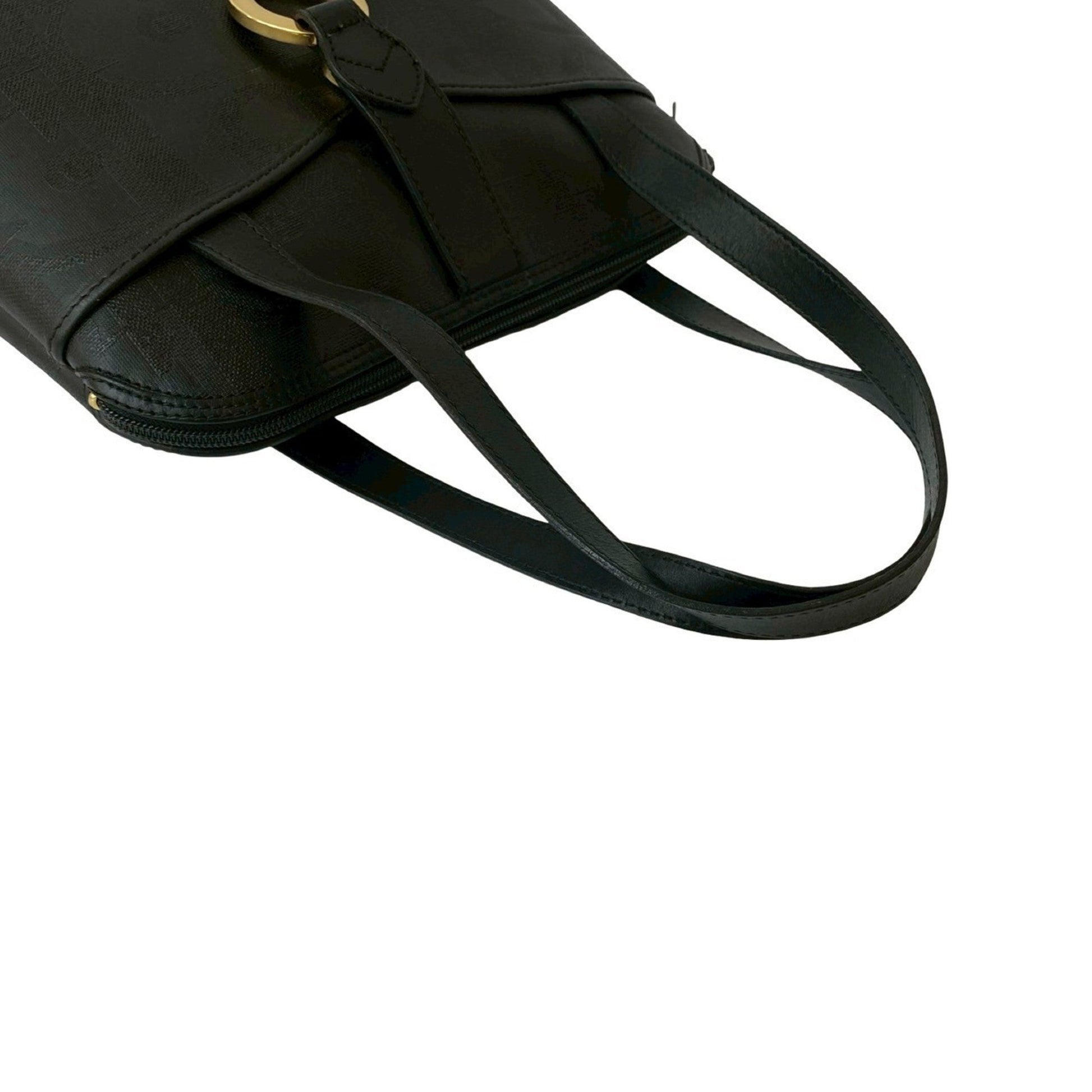 Christian Dior Black Leather Pvc Boston Bag Handbag  