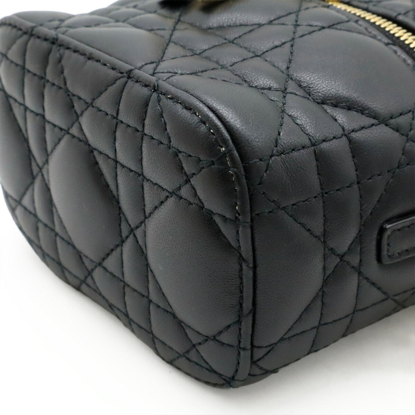 Christian Dior Lady Dior Black Leather Shoulder Bag  