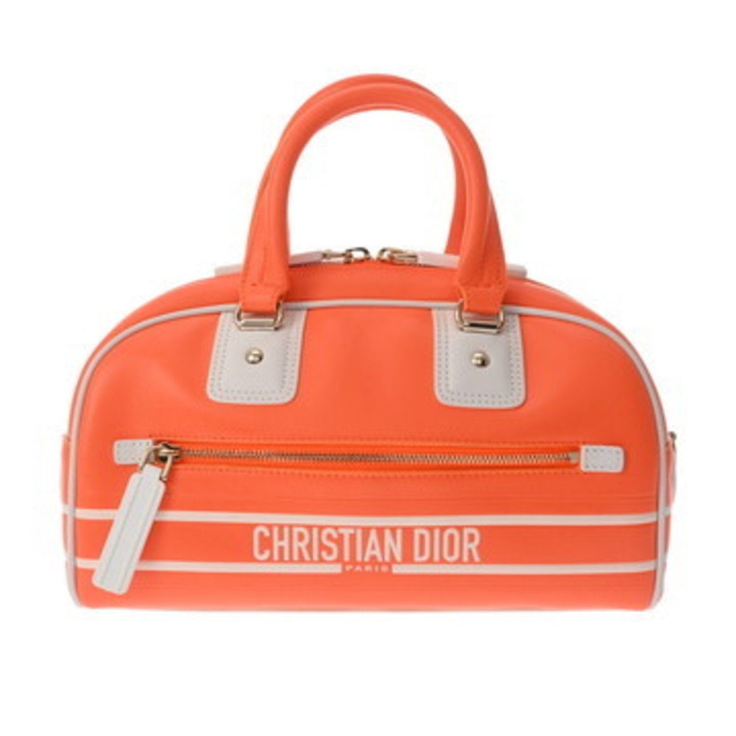 Christian Dior Orange White Leather Handbag  