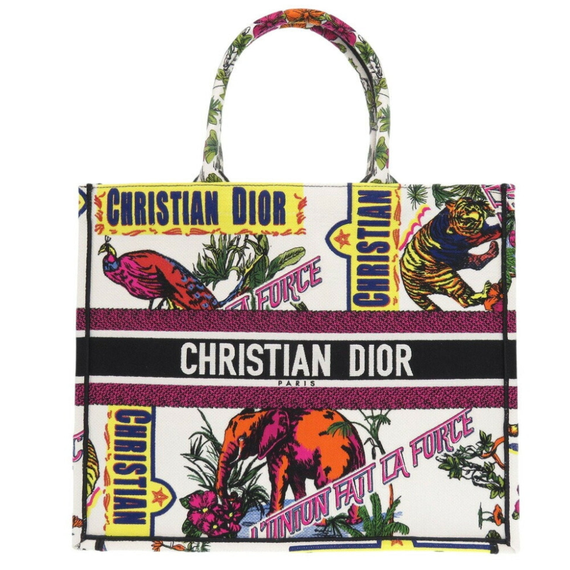 Christian Dior White Canvas Tote Bag  