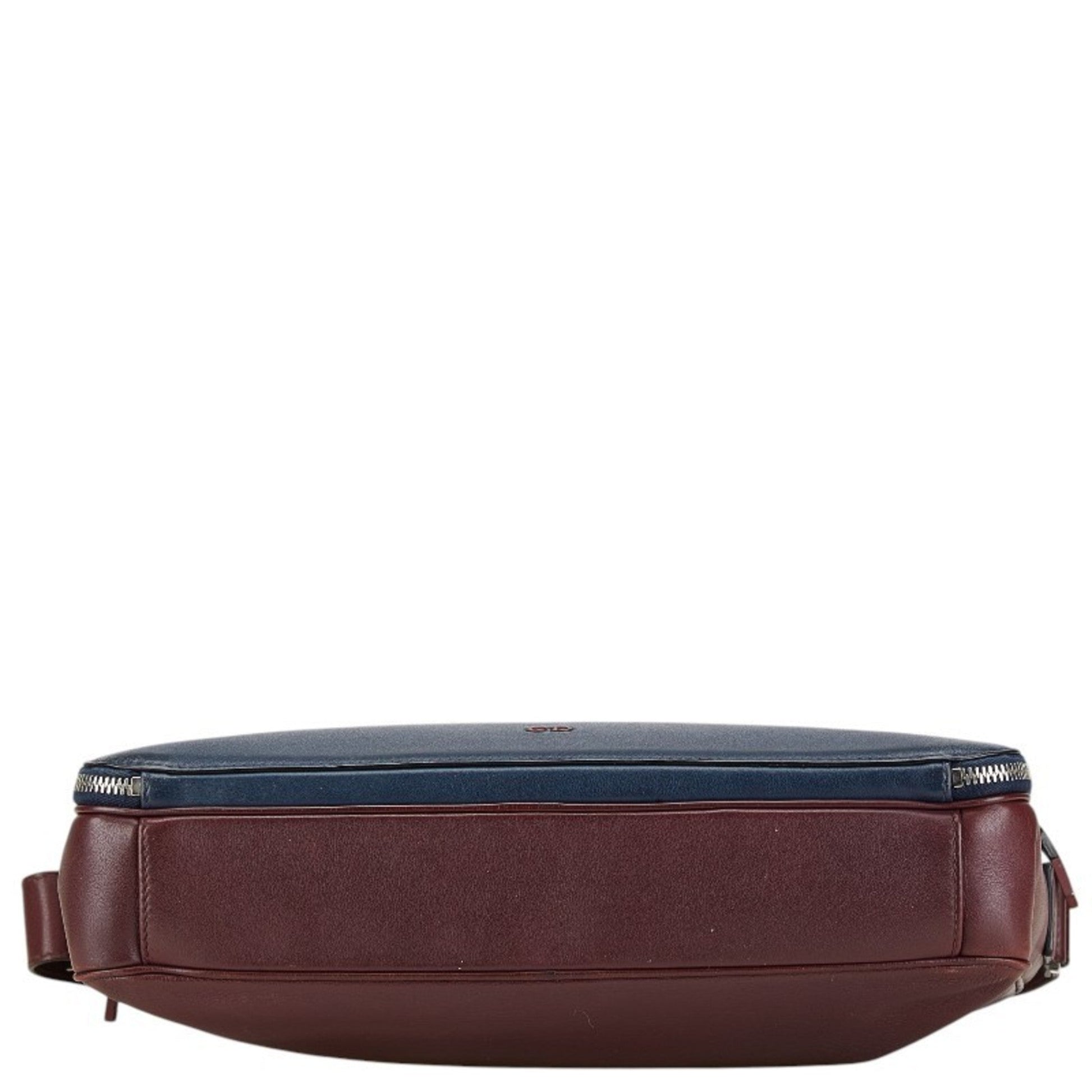Christian Dior Navy Wine Leather Shoulder Bag  