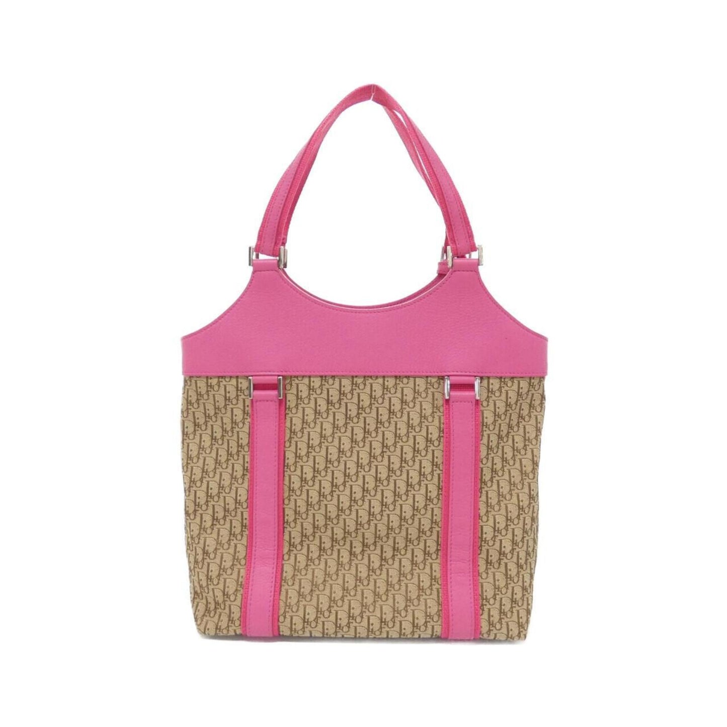 Christian Dior Beige Pink Canvas Shoulder Bag  