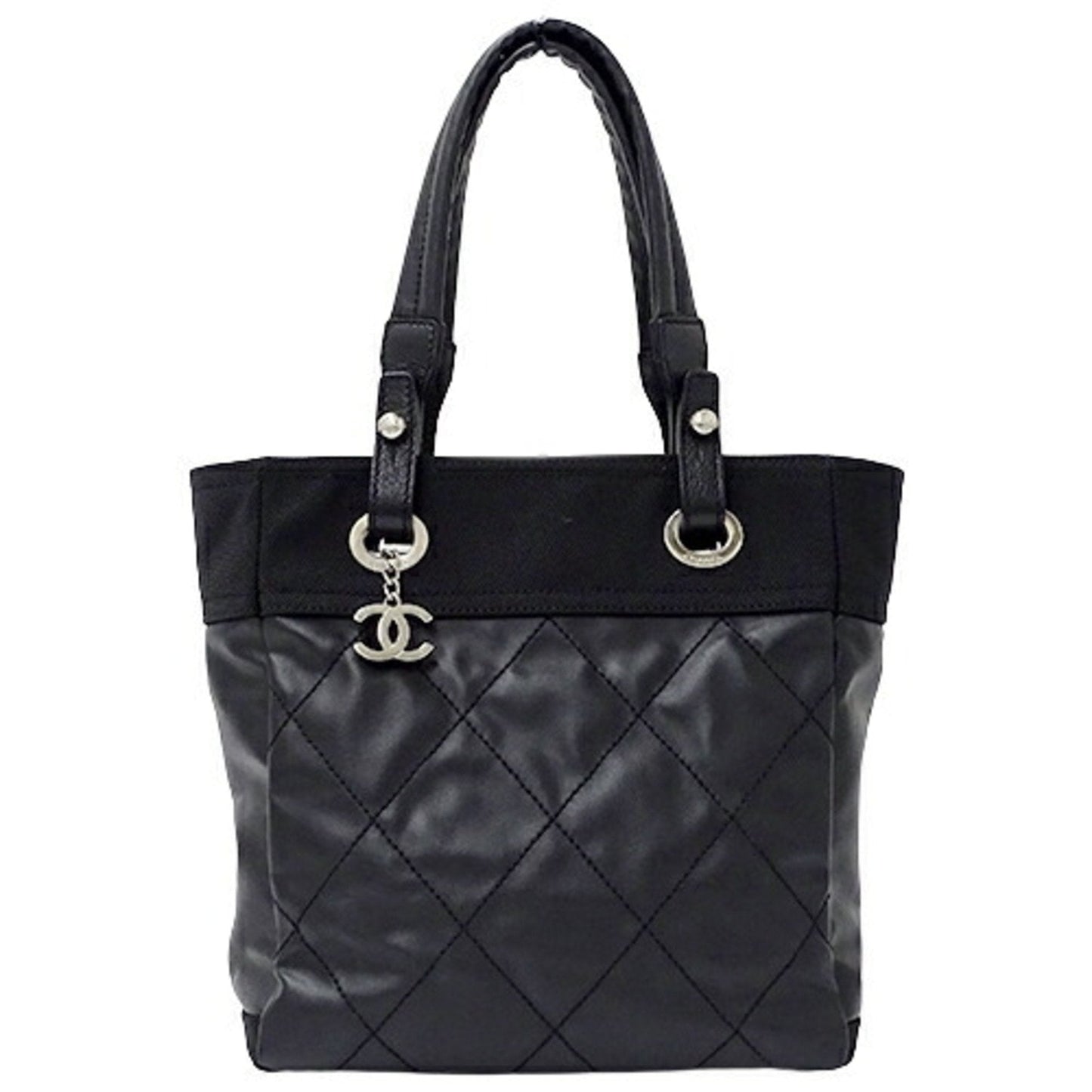 CHANEL Bag Paris Biarritz Women s Tote Coated Canvas Black