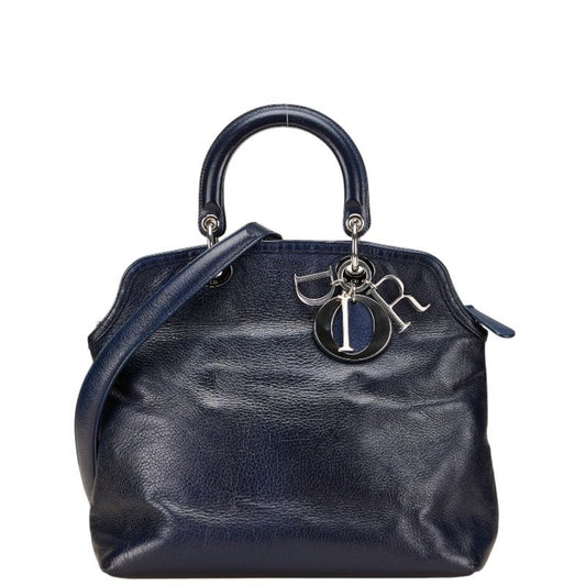 Christian Dior Navy Leather Handbag Shoulder Bag  
