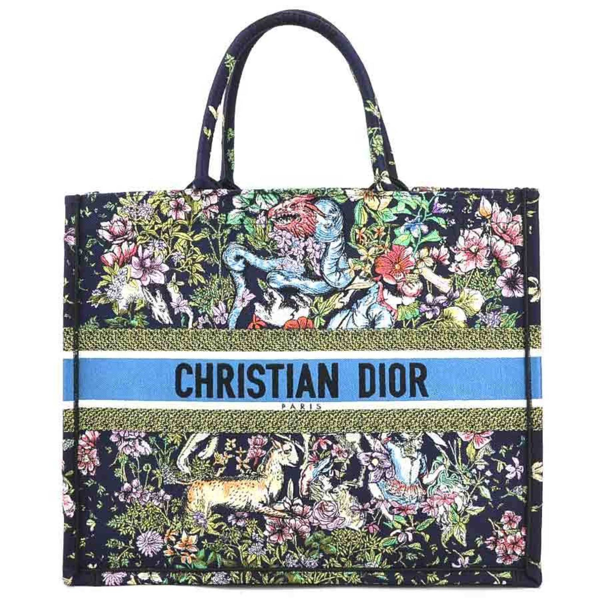 Christian Dior Navy Canvas Handbag Tote Bag  