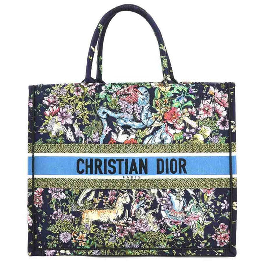 Christian Dior Navy Canvas Handbag Tote Bag  