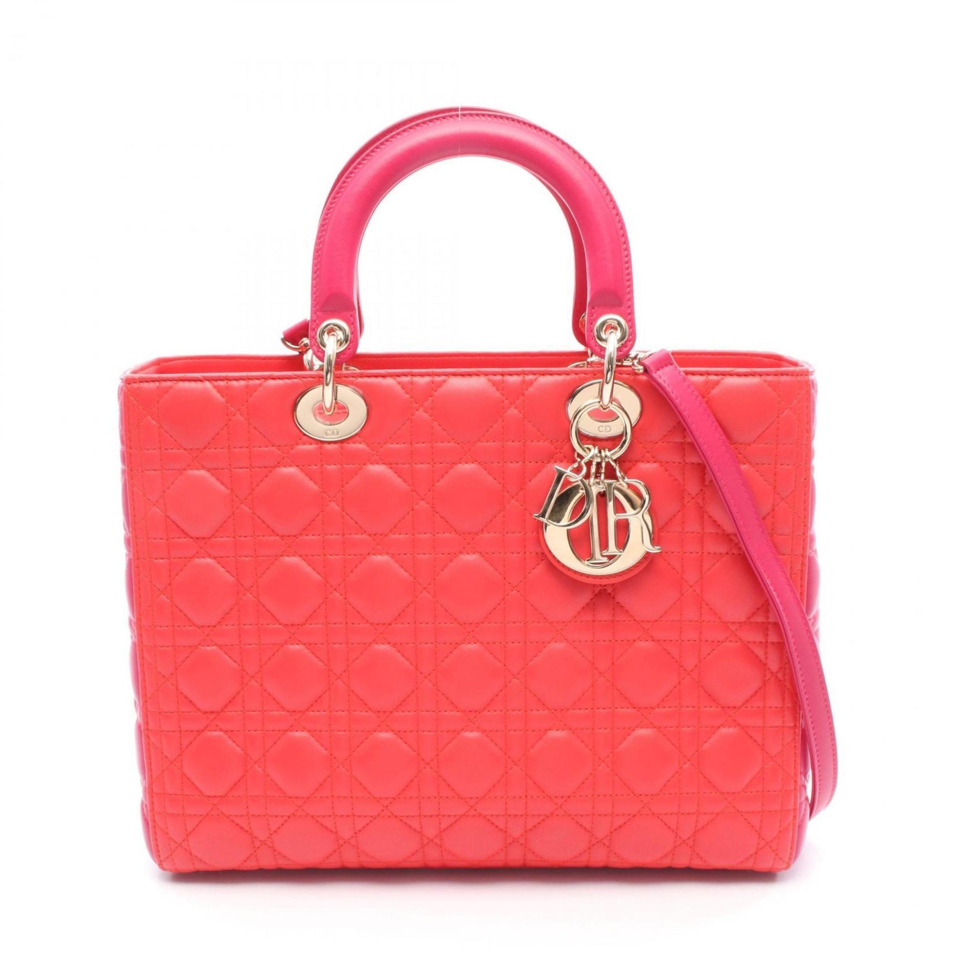 Christian Dior Pink Red Color Leather Handbag  