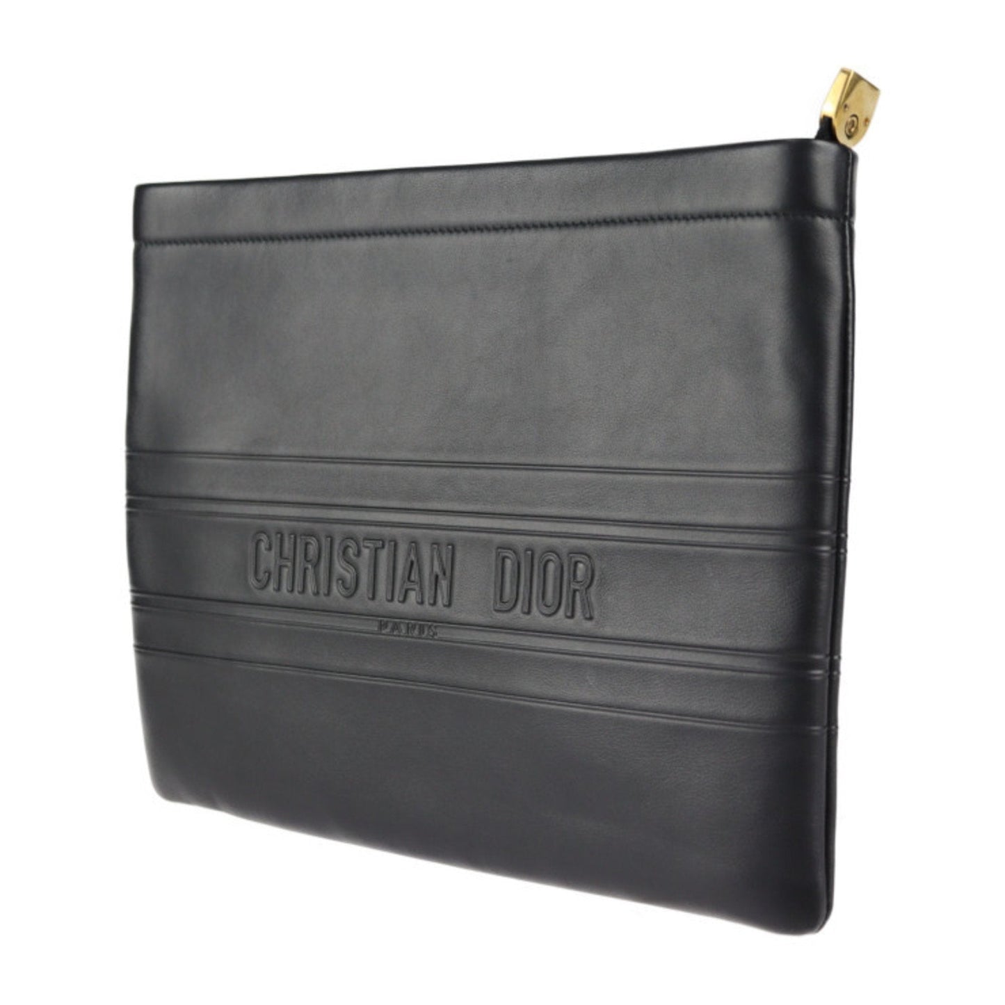 Christian Dior Black Leather Clutch Bag Handbag  