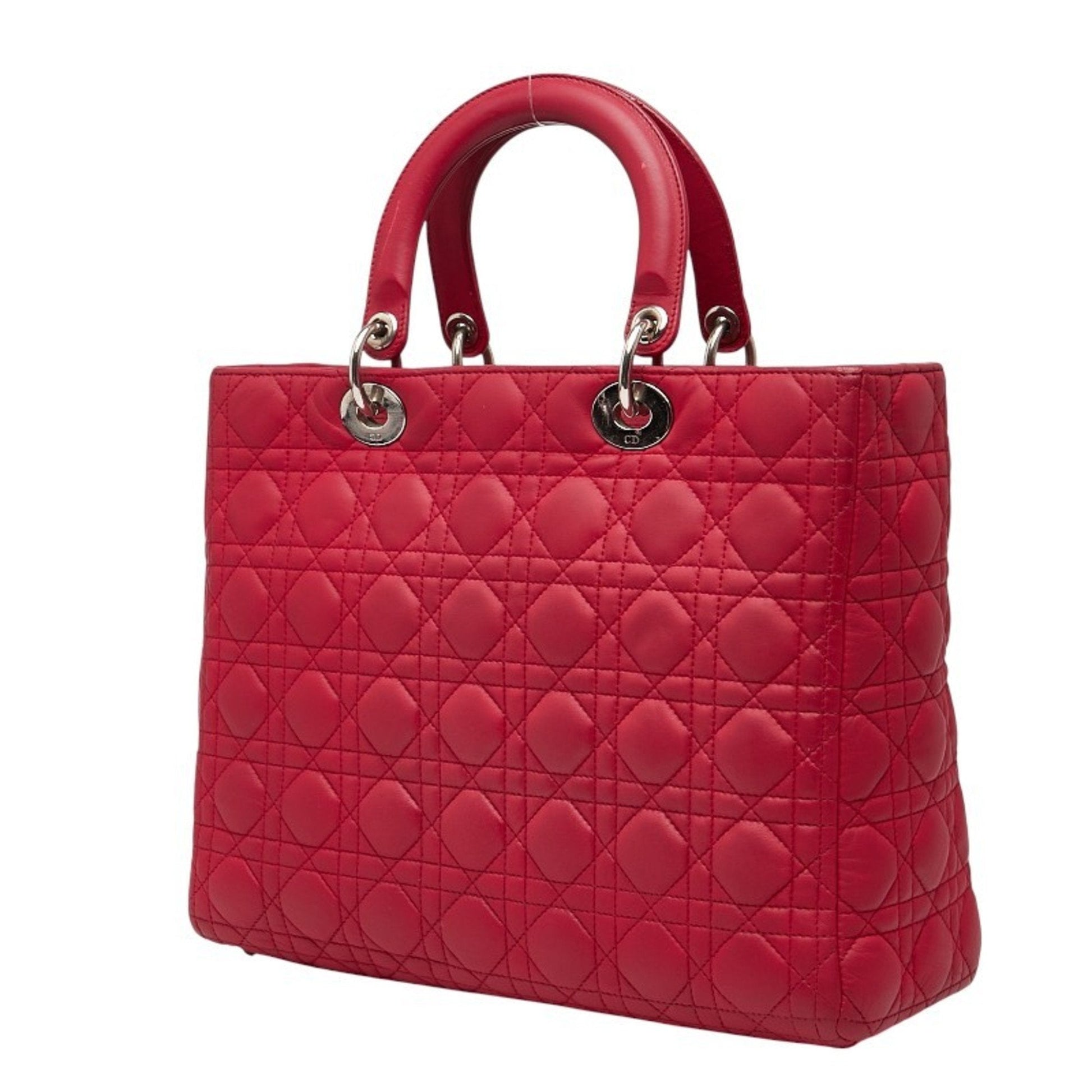 Christian Dior Lady Dior Red Color Leather Handbag Shoulder Bag  