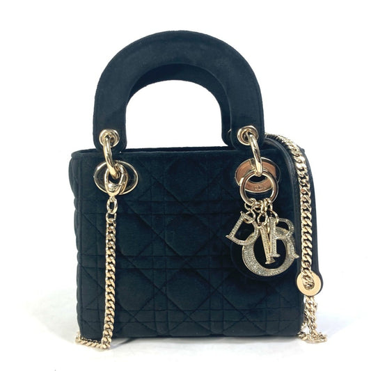Christian Dior Lady Dior Black Leather Handbag Shoulder Bag  