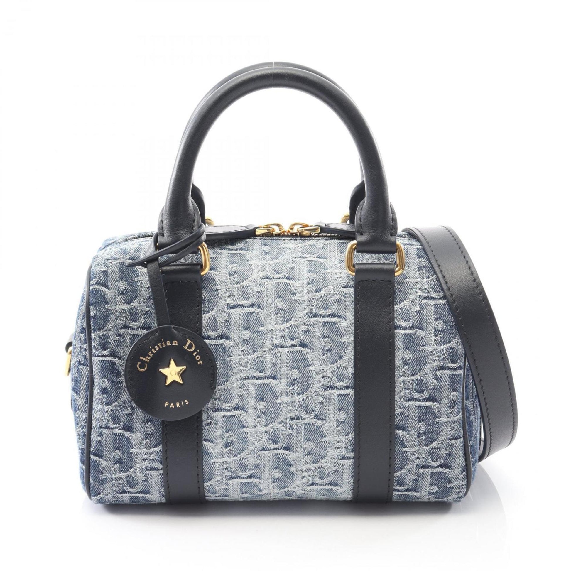 Christian Dior Navy Denim Leather Handbag  