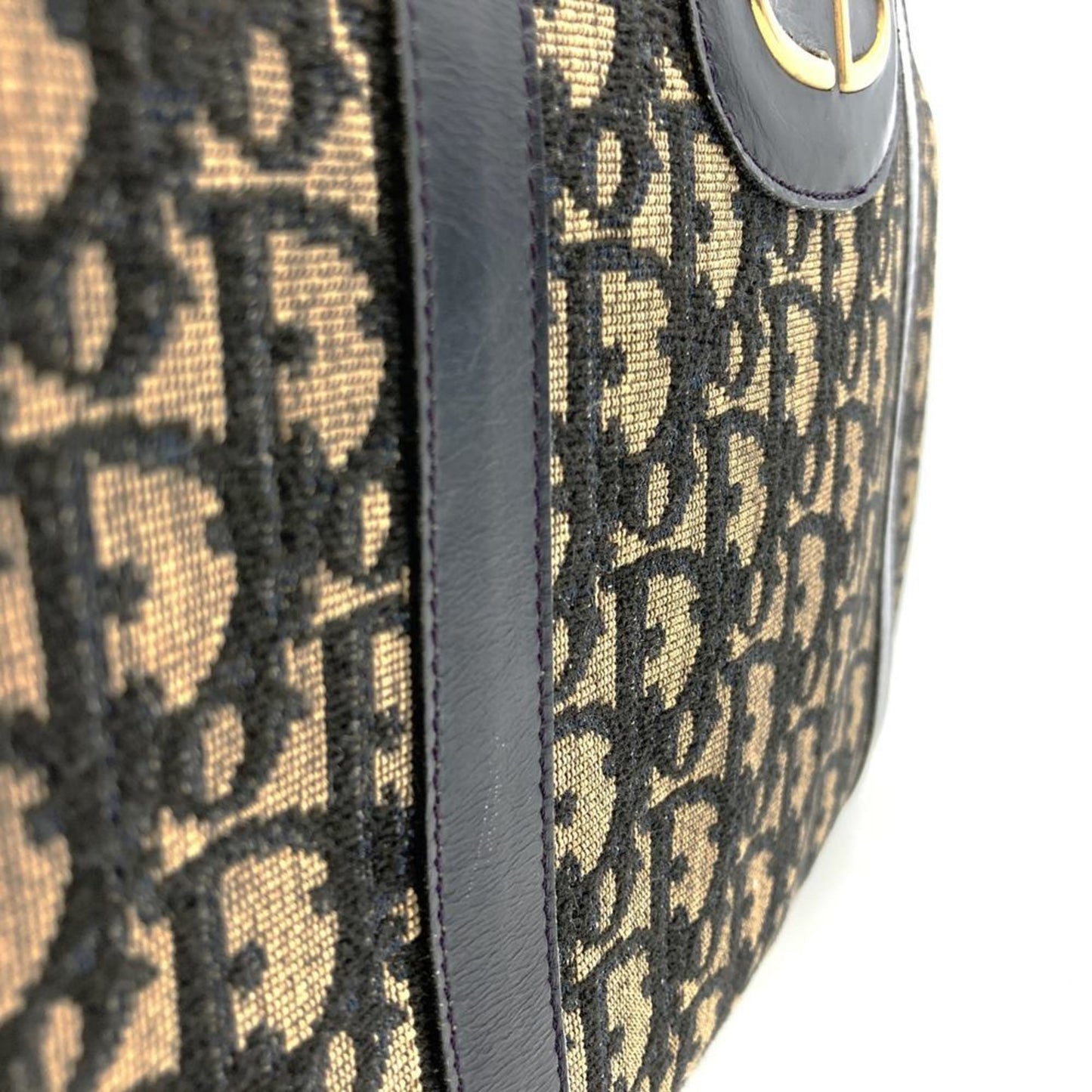 Christian Dior Navy Canvas Boston Bag Handbag  