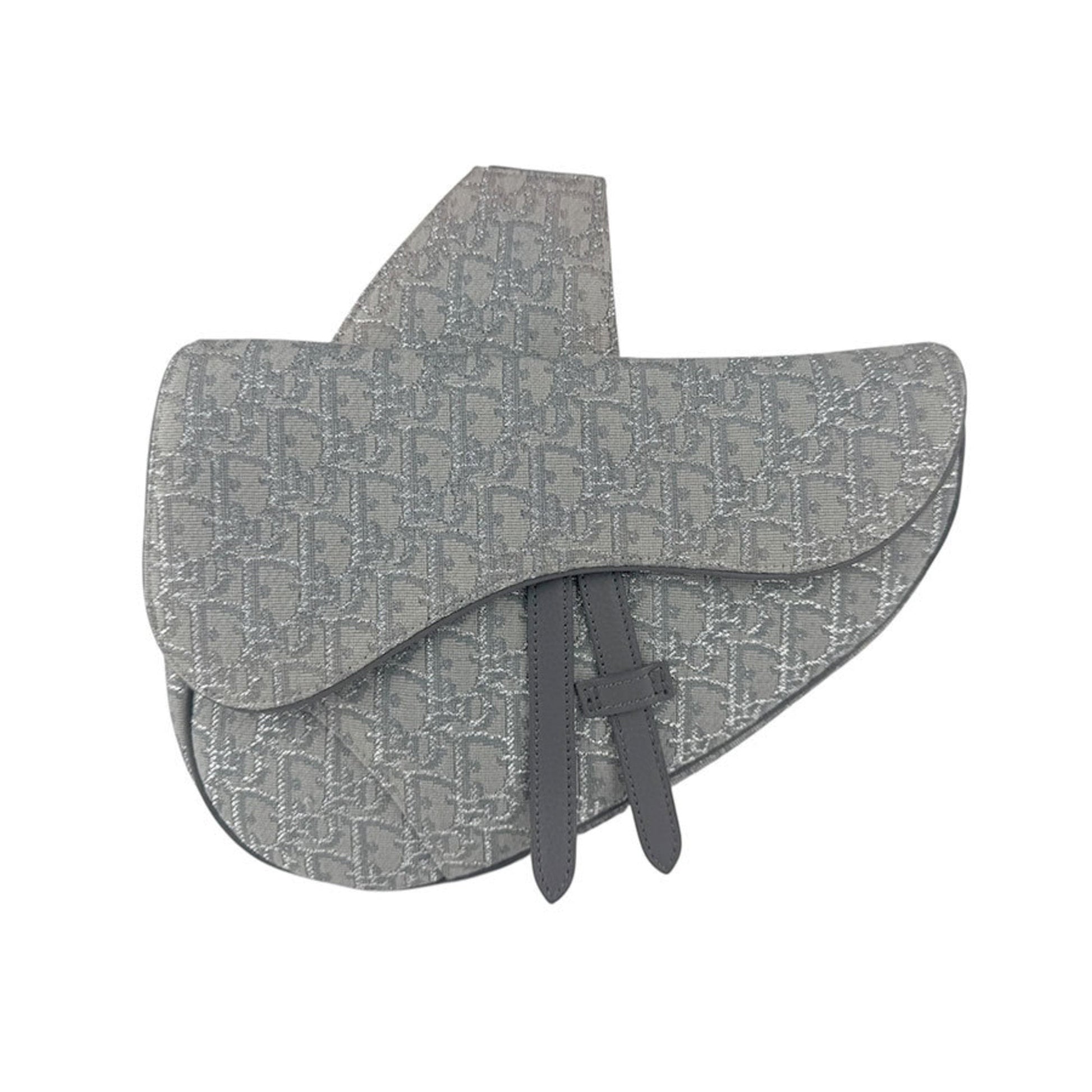 Christian Dior Gray Canvas Saddle Bag Shoulder Bag  