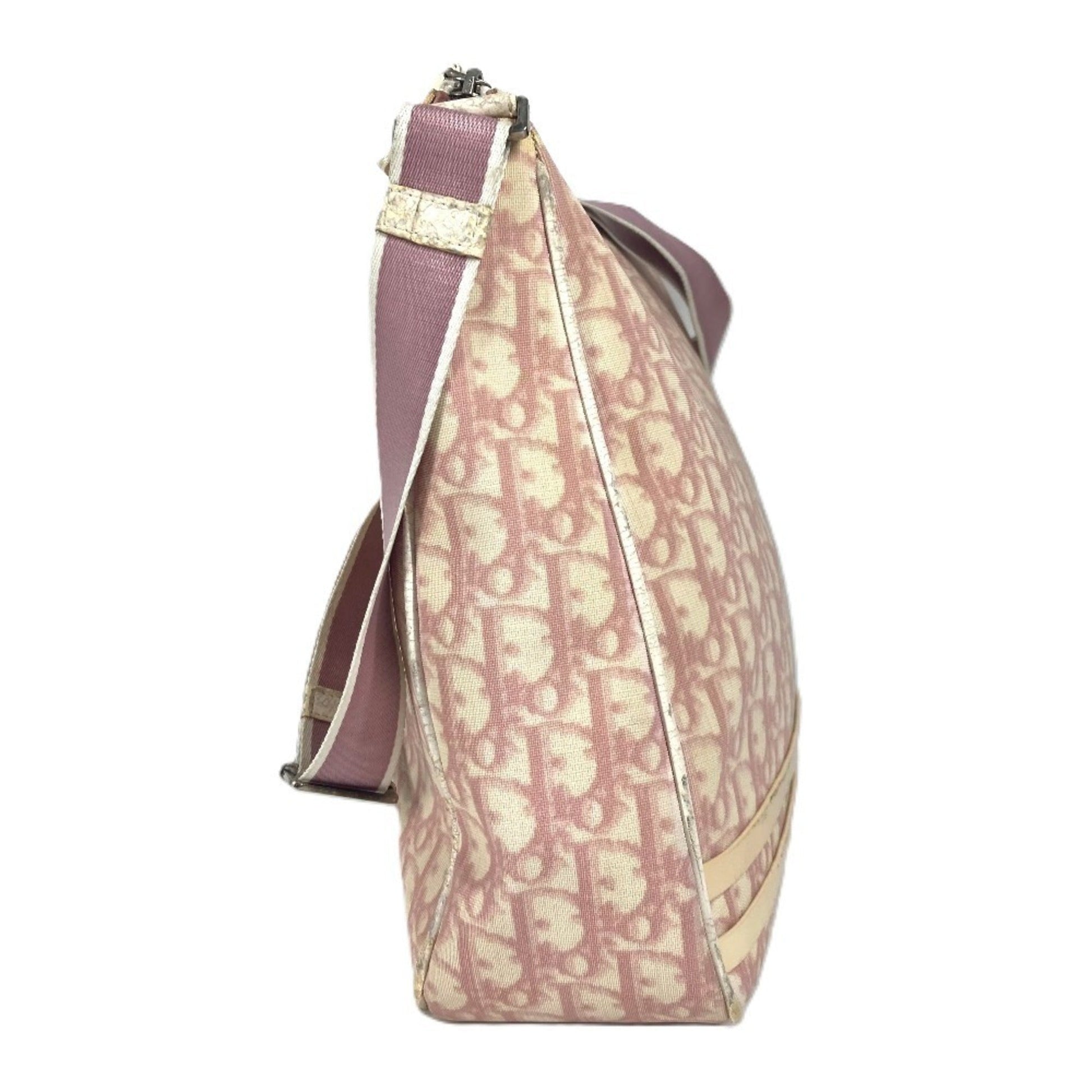 Christian Dior Trotter Pink White Pvc Leather Shoulder Bag  