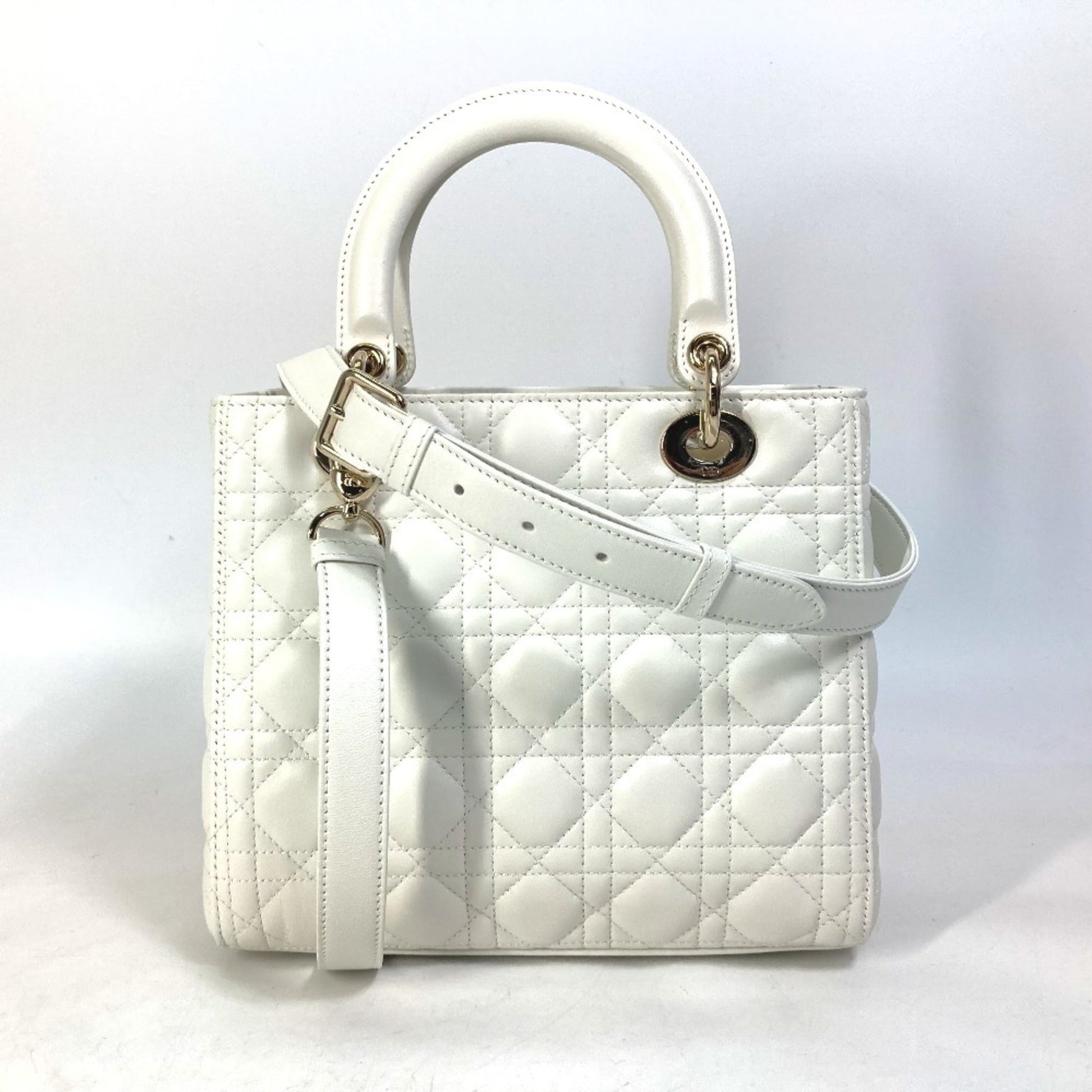 Christian Dior White Leather Handbag Shoulder Bag  