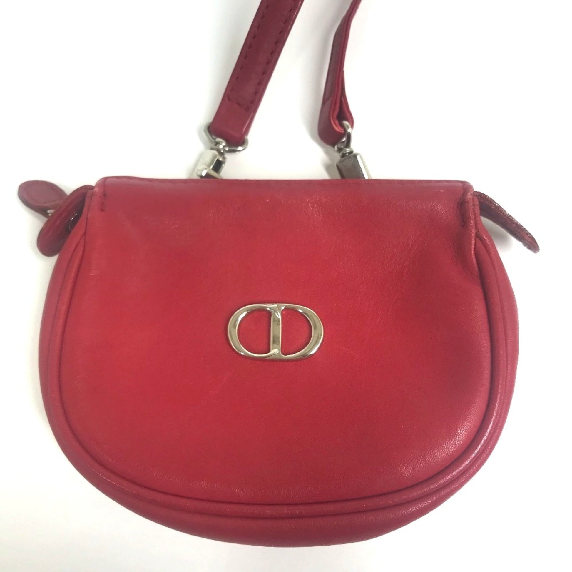Christian Dior Red Leather Shoulder Bag  