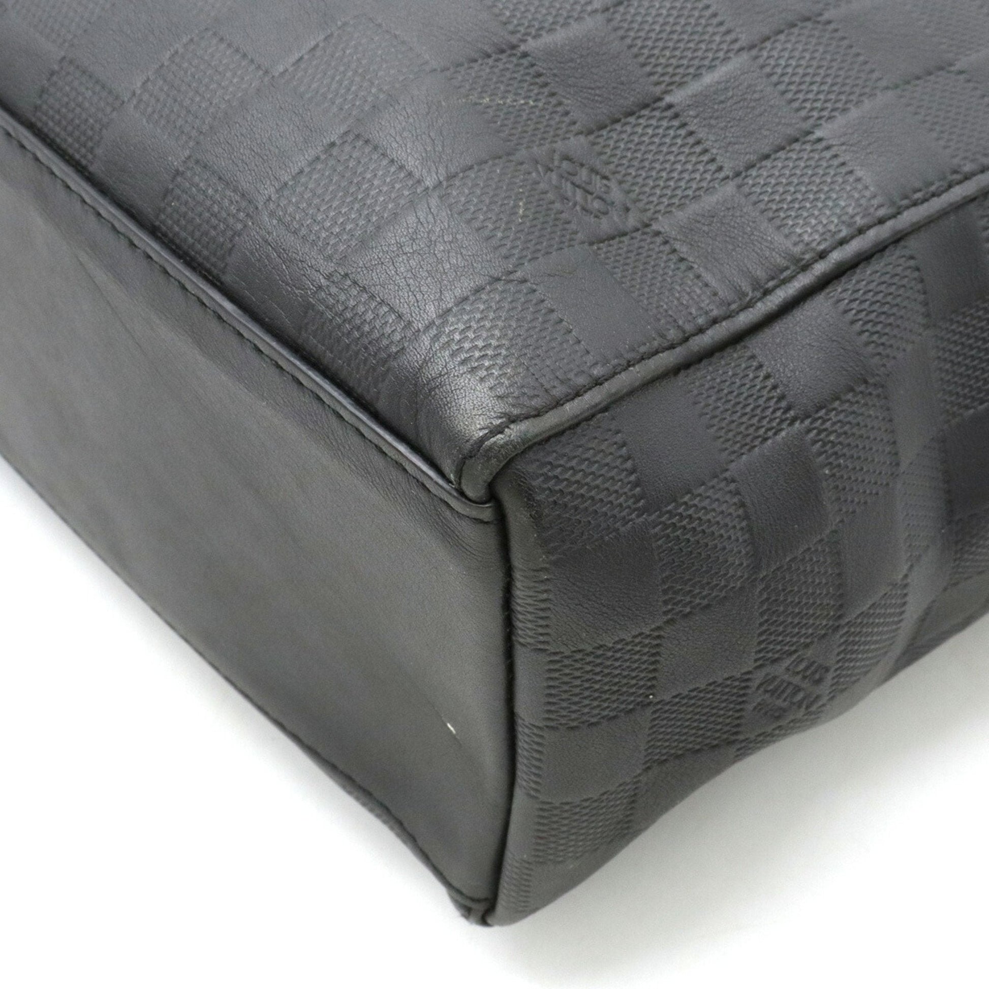 LOUIS VUITTON Damier Infini Cava Voyage Tote Bag Shoulder Leather Onyx Black