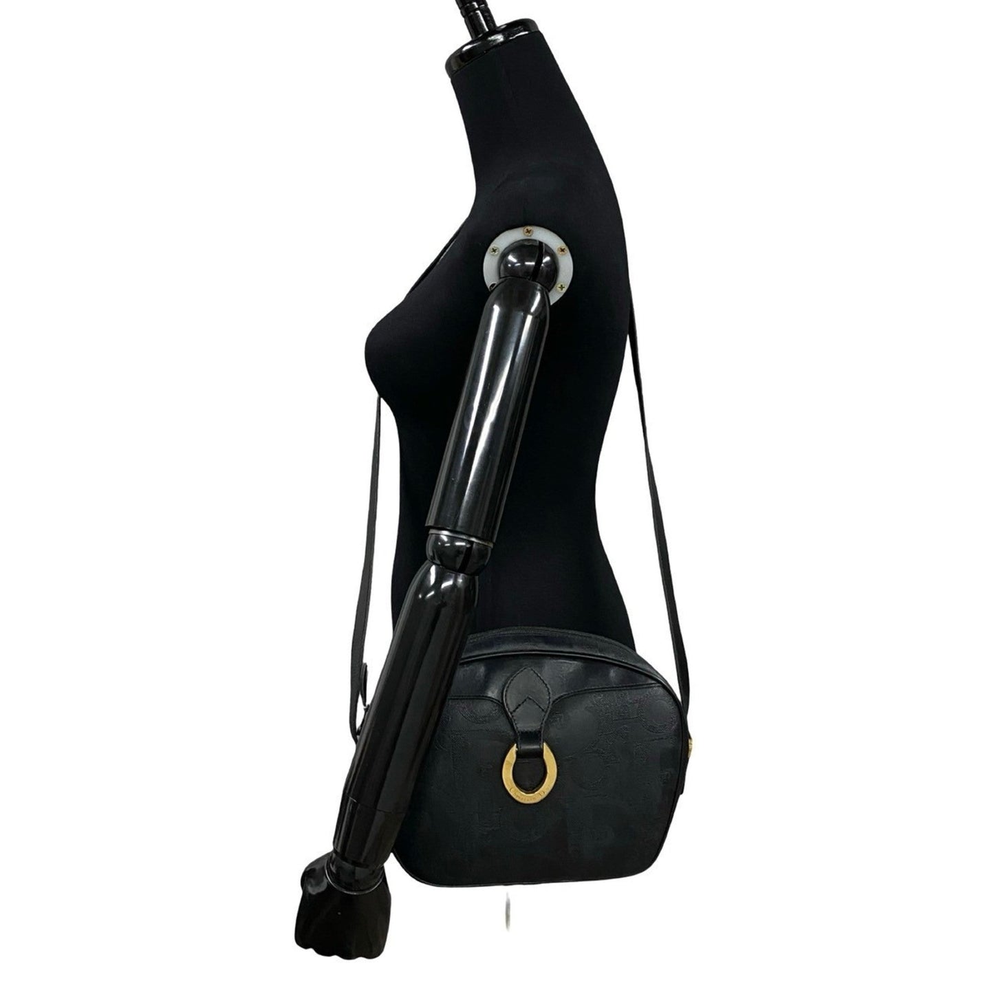Christian Dior Black Leather Pvc Pochette Shoulder Bag  
