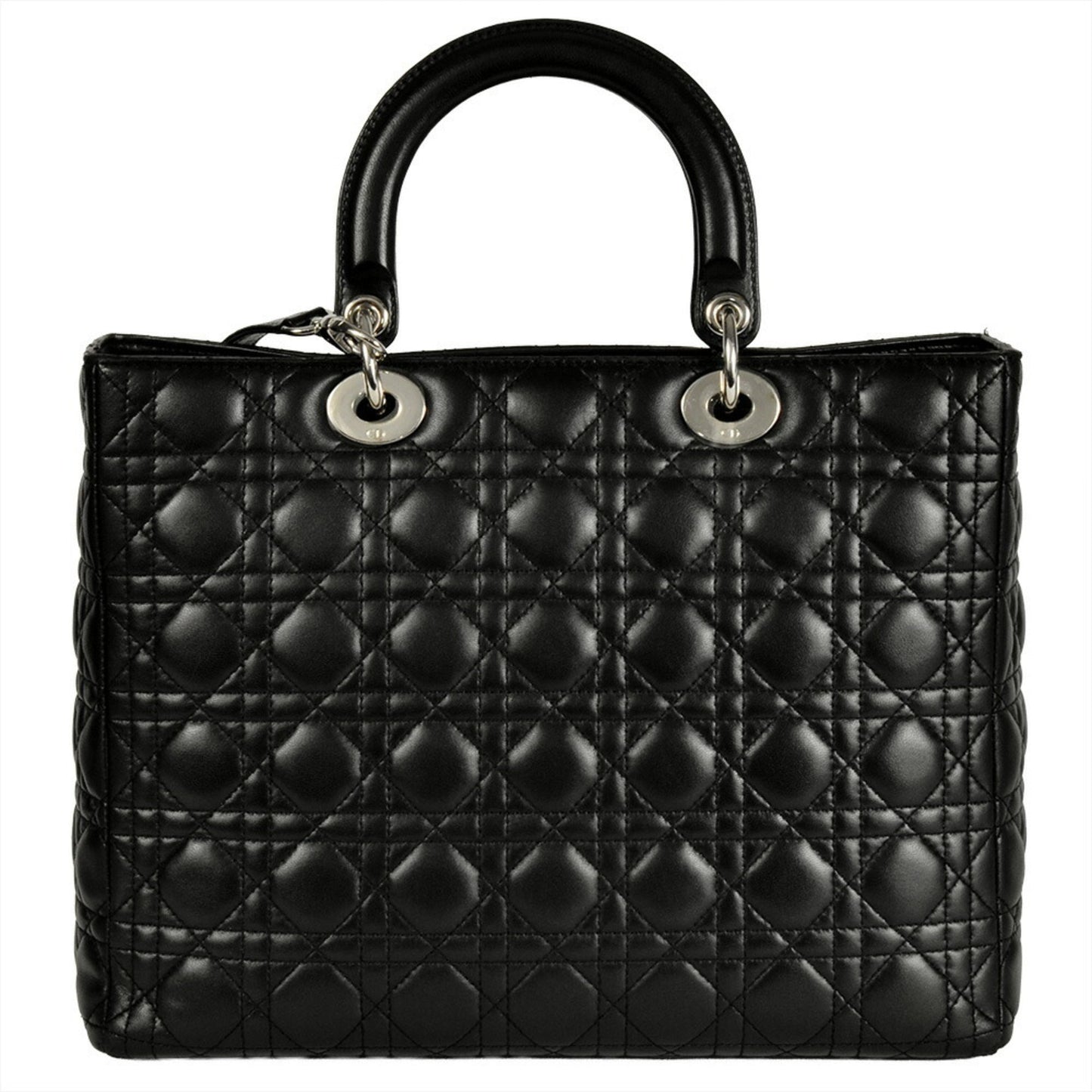 Christian Dior Lady Dior Black Leather Handbag  