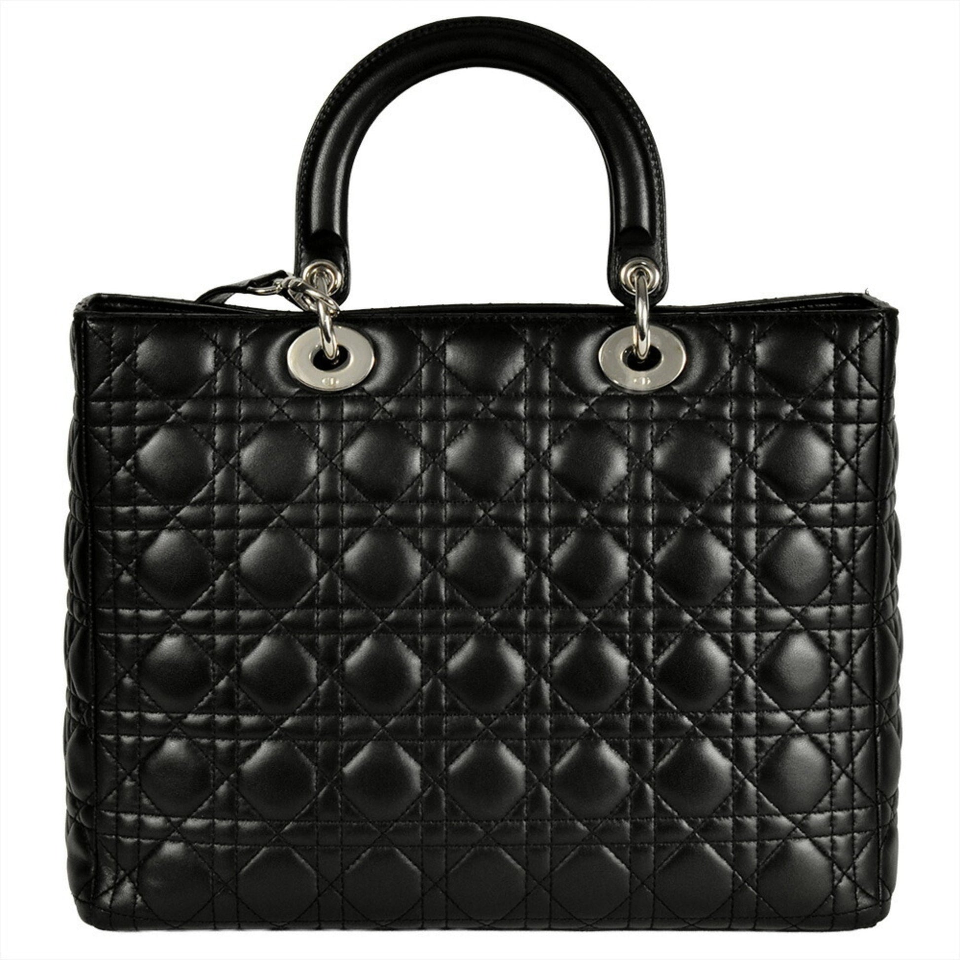 Christian Dior Lady Dior Black Leather Handbag  