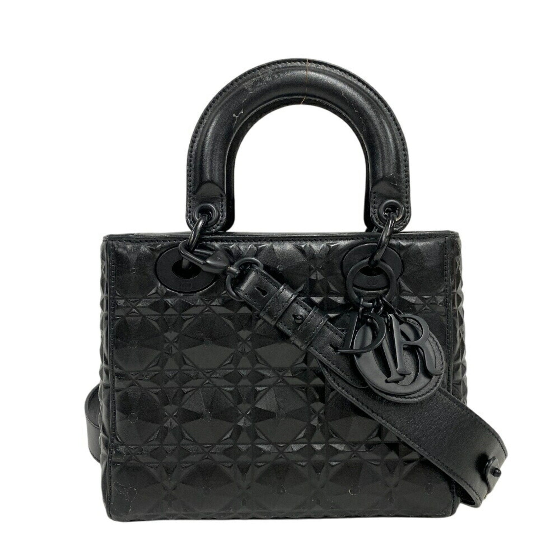 Christian Dior Black Leather Handbag Shoulder Bag  