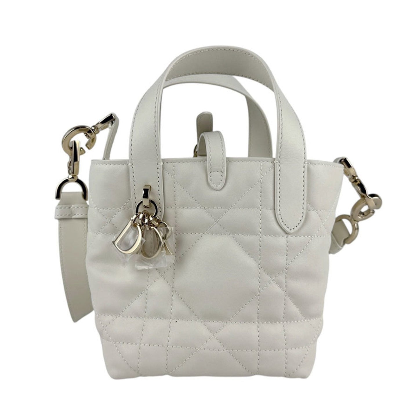 Christian Dior White Leather Handbag Shoulder Bag  