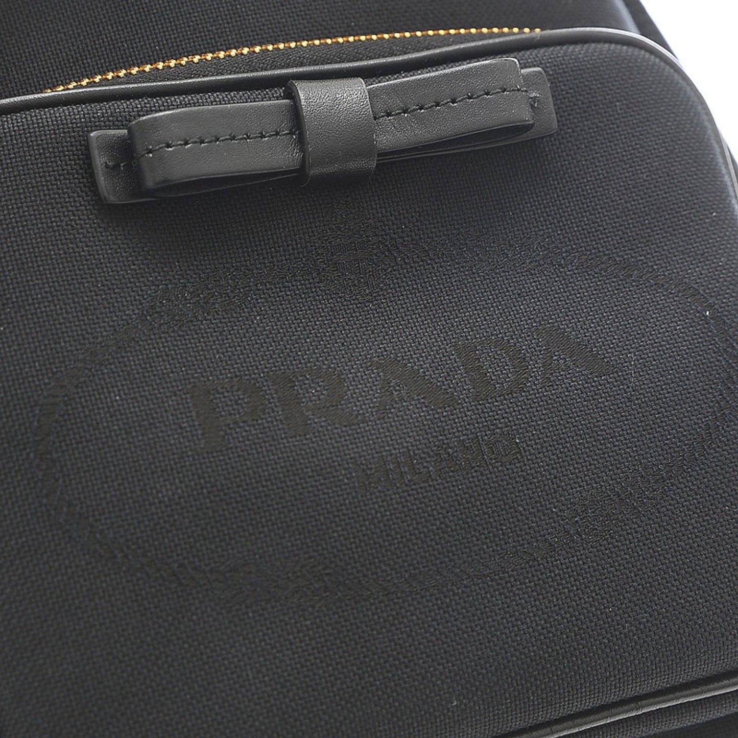 Prada Logo Jacquard Drawstring 2Way Shoulder Ribbon Canvas Black Luxury Handbag
