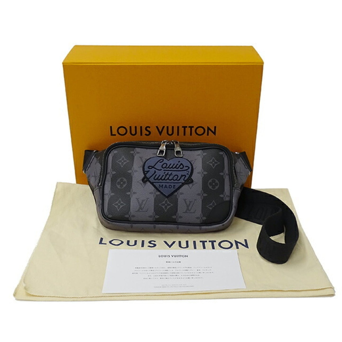 LOUIS VUITTON Bag Monogram Stripe Eclipse Men's Body Waist Modular Sling Black Gray IC Chip Hip
