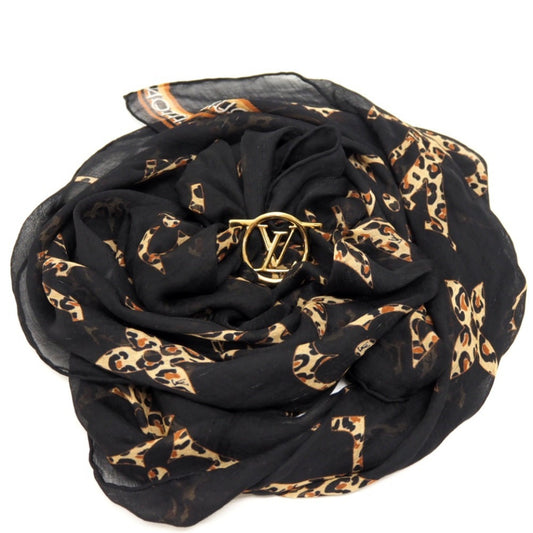 LOUIS VUITTON M77015 Etole Envy LV Wild at Heart Stole Black Unisex