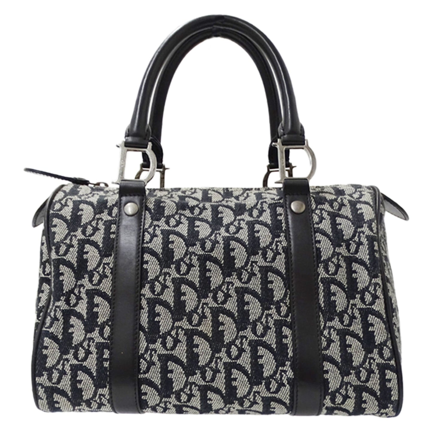 Christian Dior Black Canvas Boston Bag Handbag  
