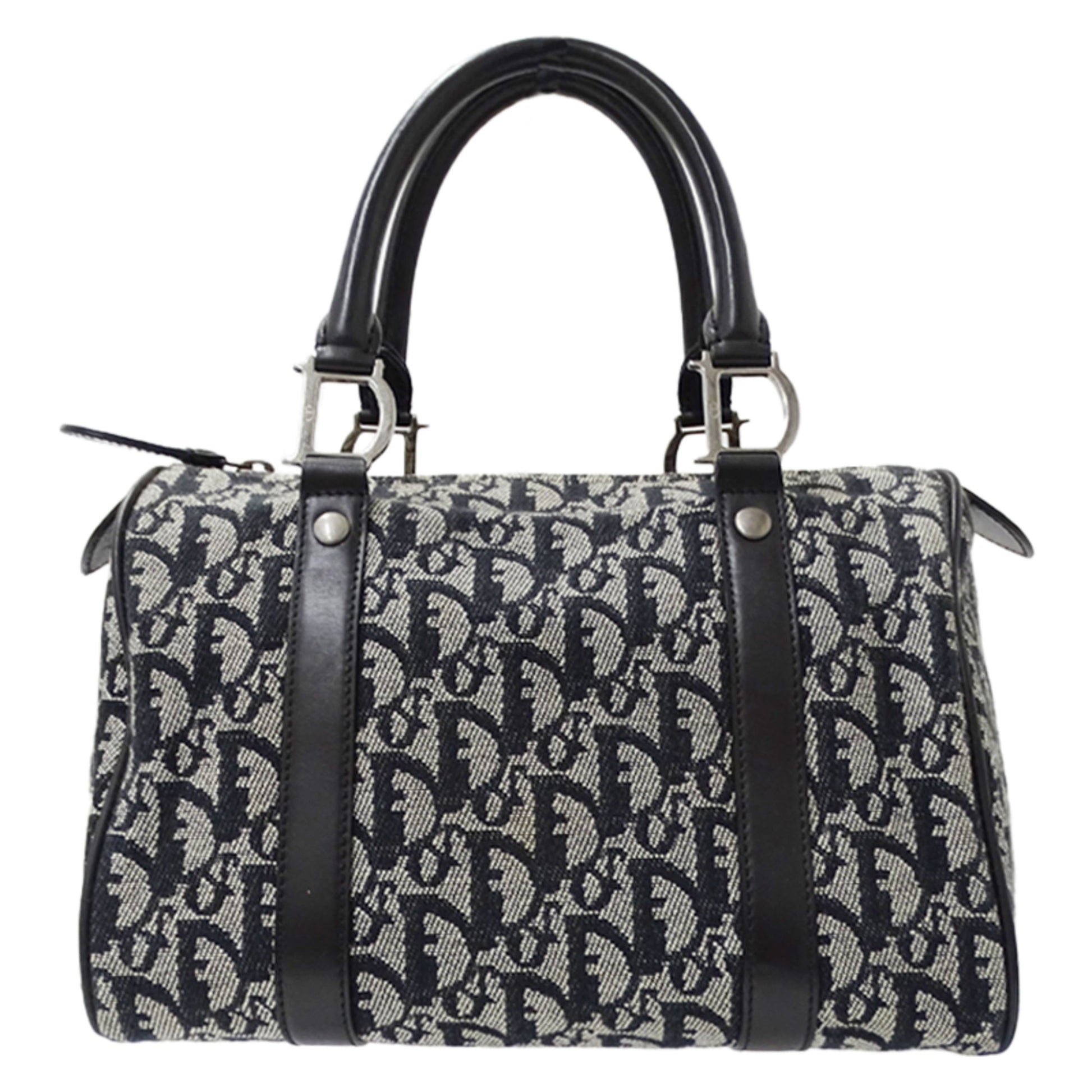 Christian Dior Black Canvas Boston Bag Handbag  