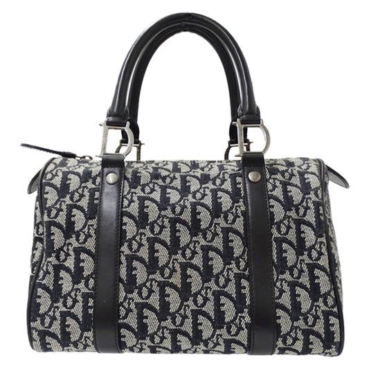 Christian Dior Black Canvas Boston Bag Handbag  