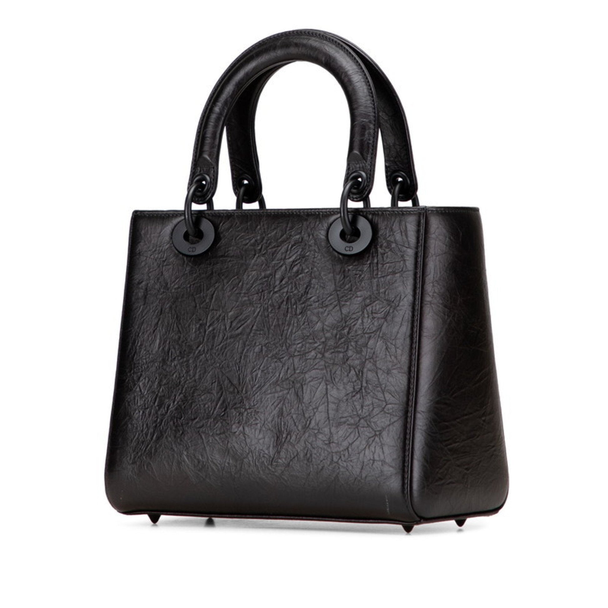 Christian Dior Lady Dior Black White Pvc Leather Handbag Shoulder Bag  