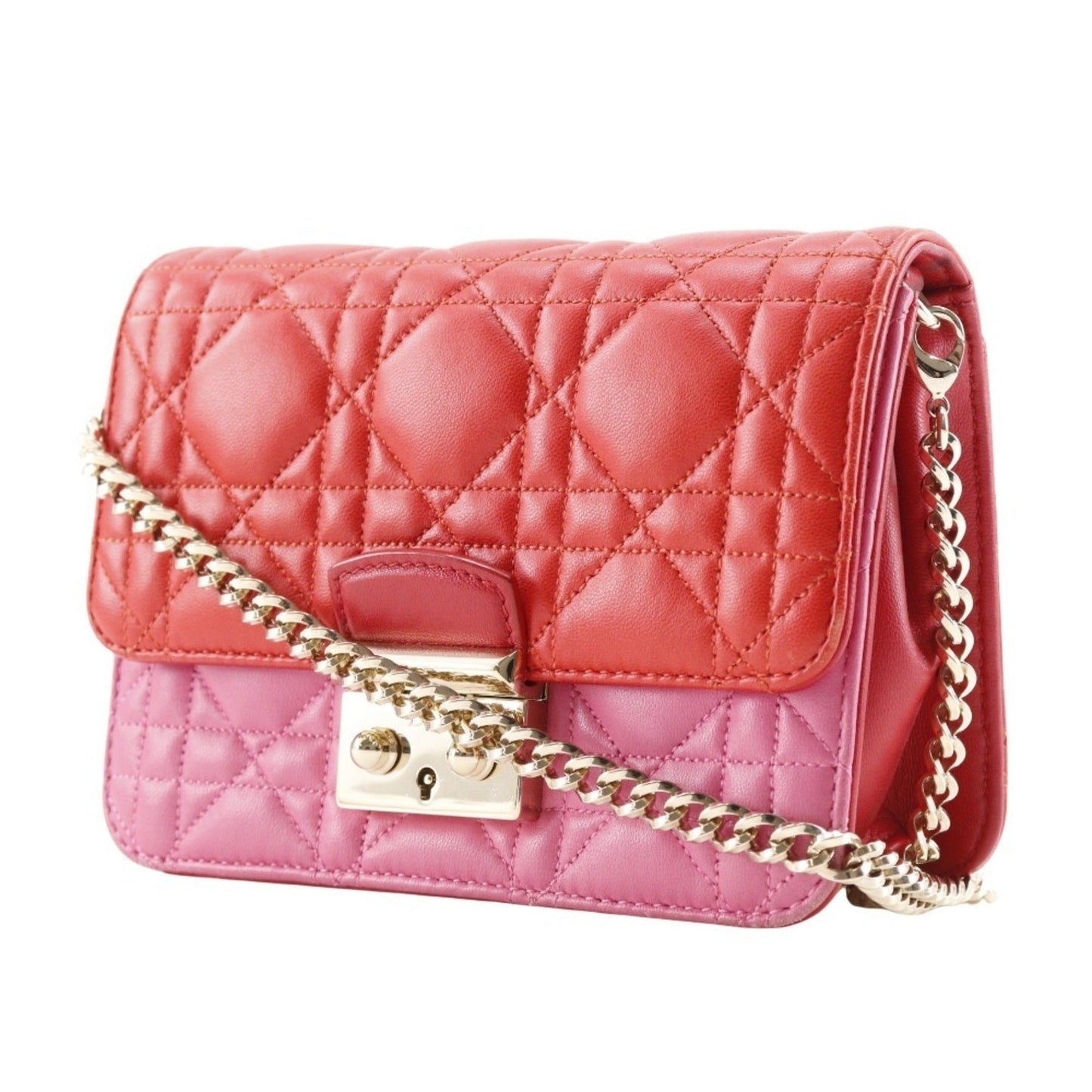 Christian Dior Pink Red Color Leather Shoulder Bag  