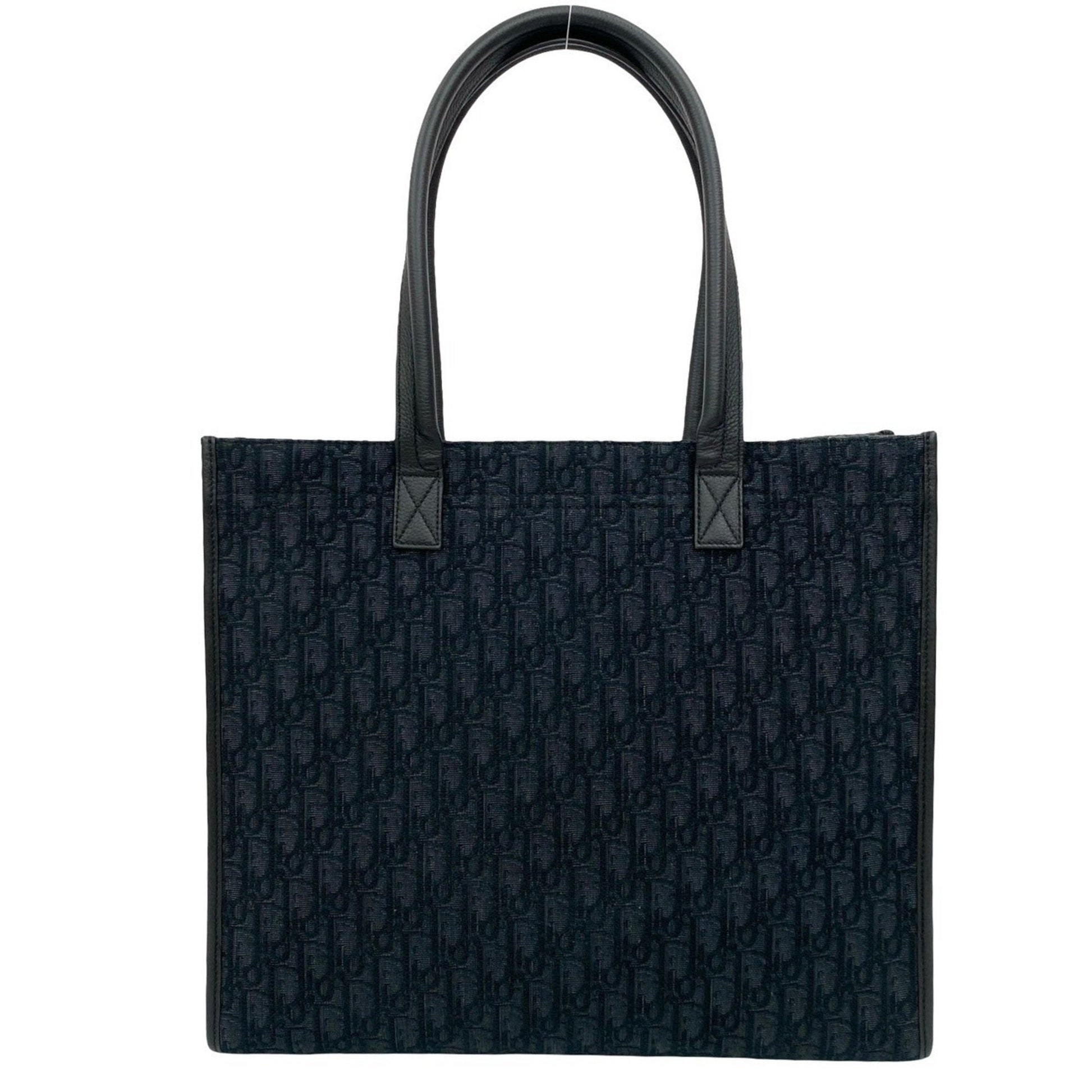 Christian Dior Black Canvas Leather Tote Bag  
