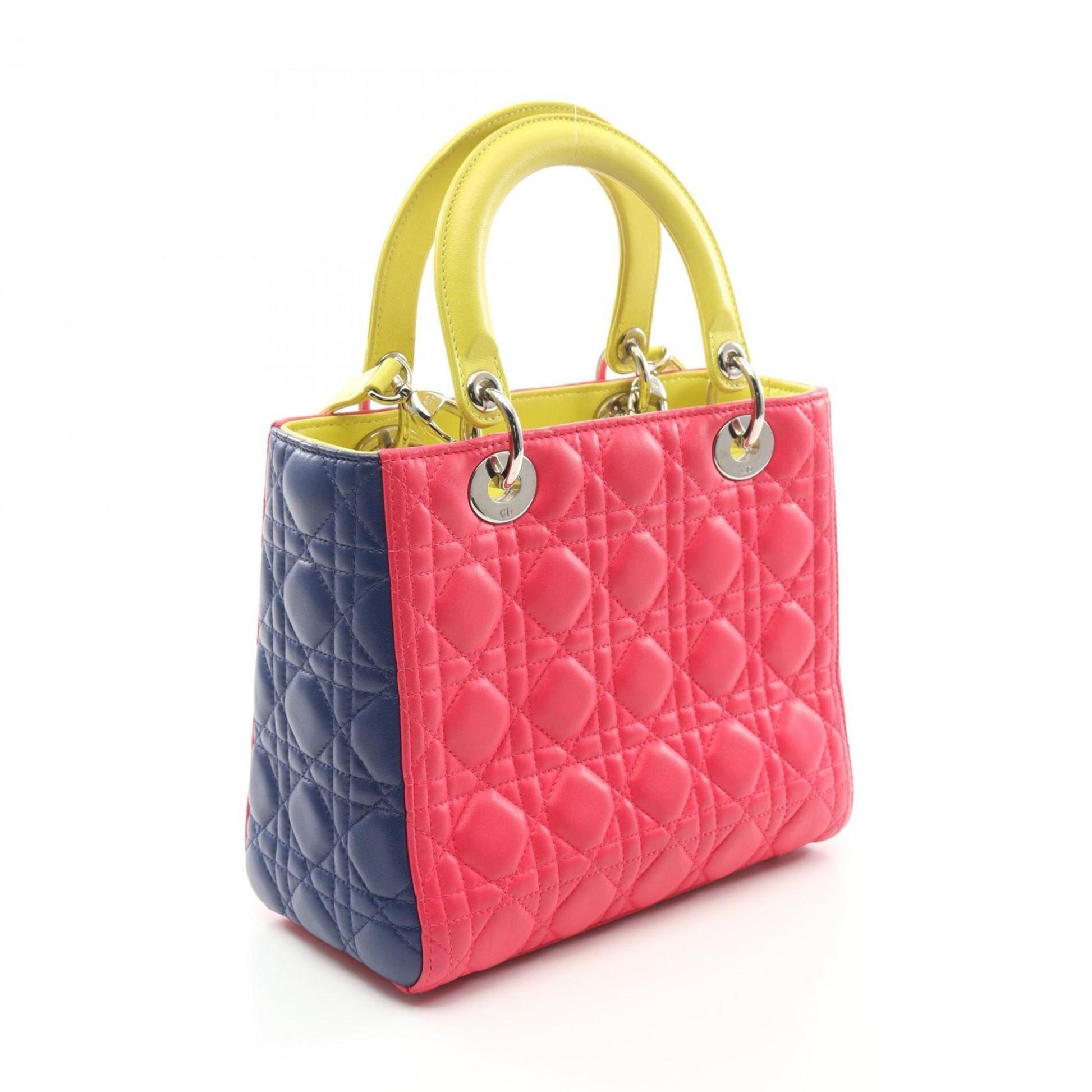 Christian Dior Blue Green Pink Leather Handbag  