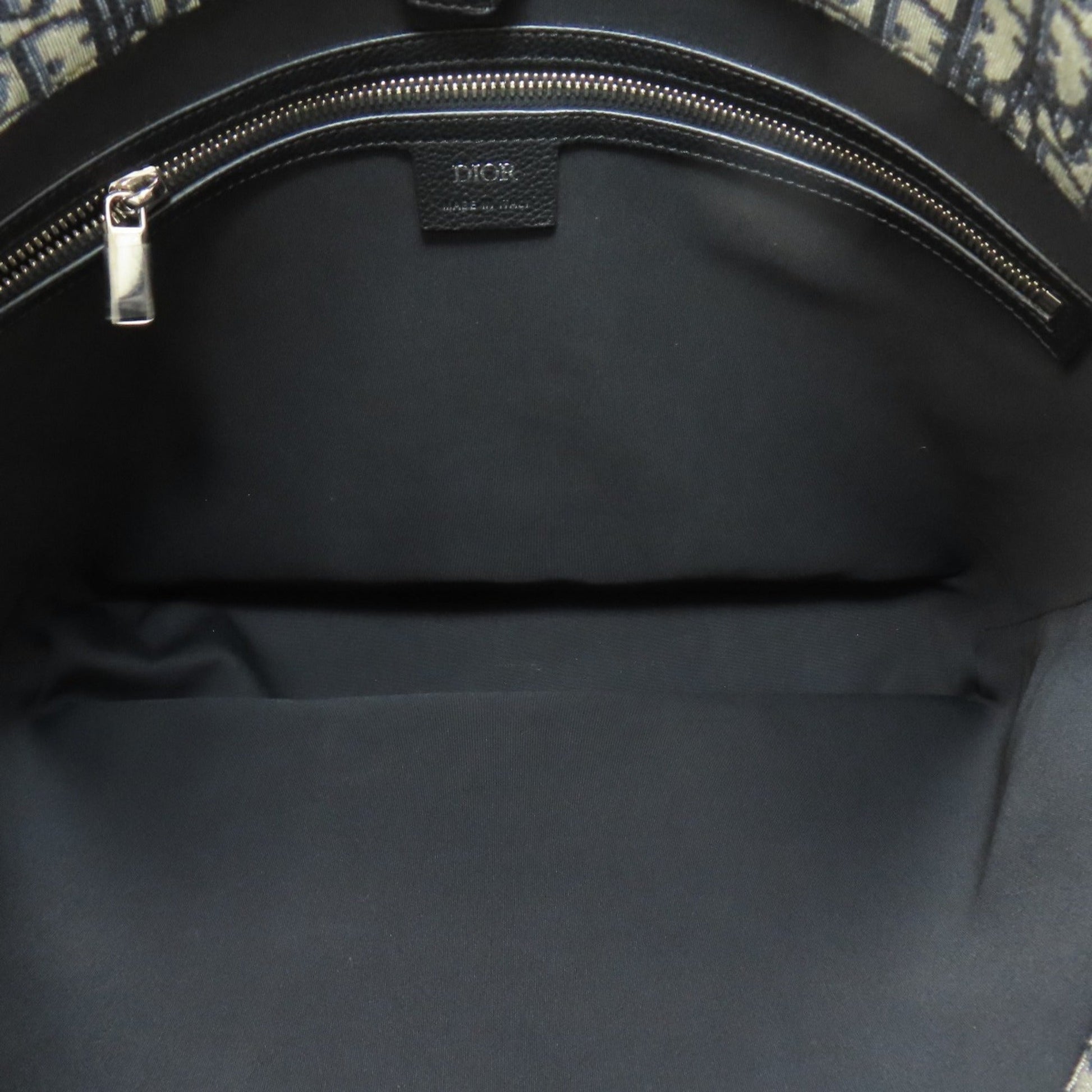 Christian Dior Navy Canvas Leather Tote Bag  