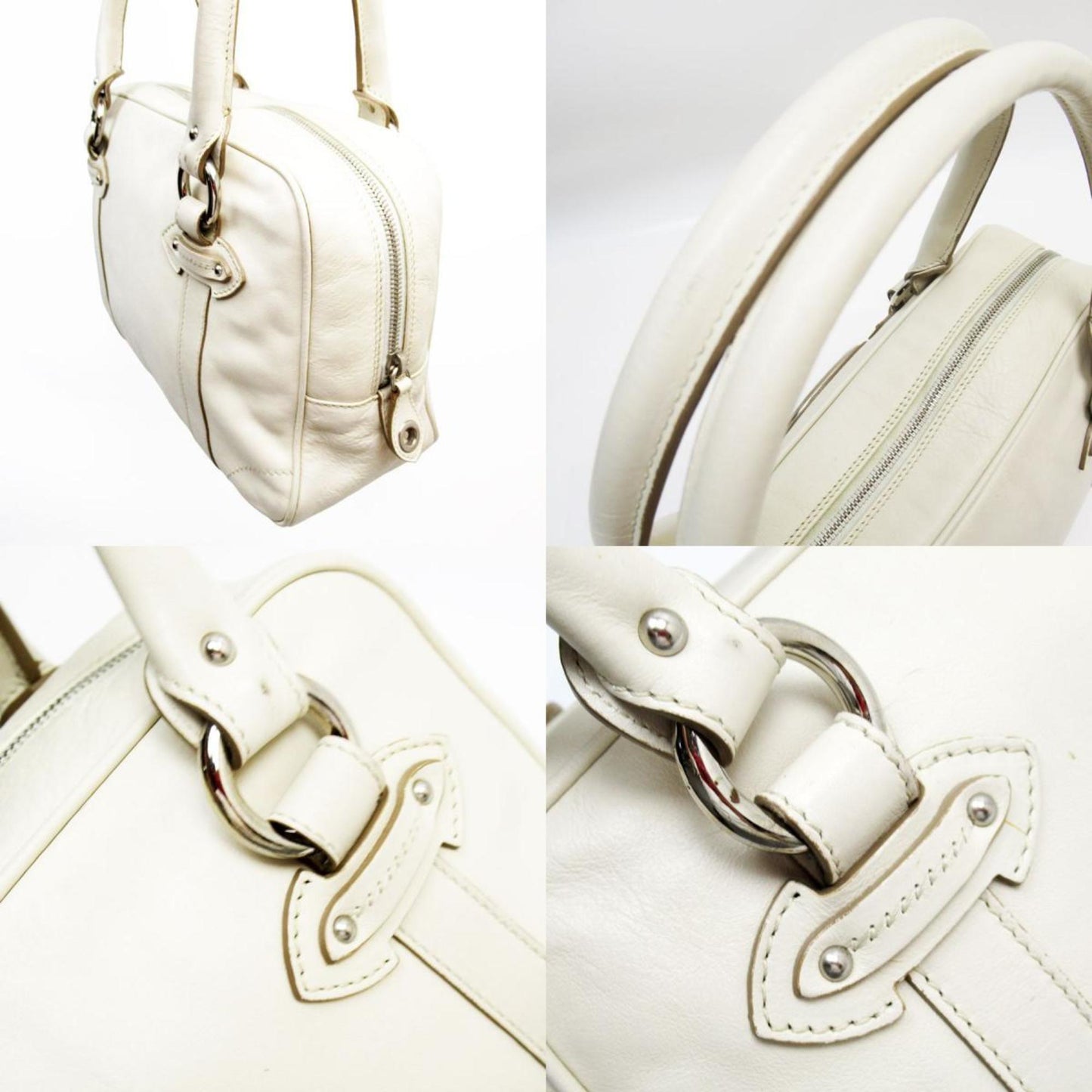 Christian Dior Ivory Leather Handbag  