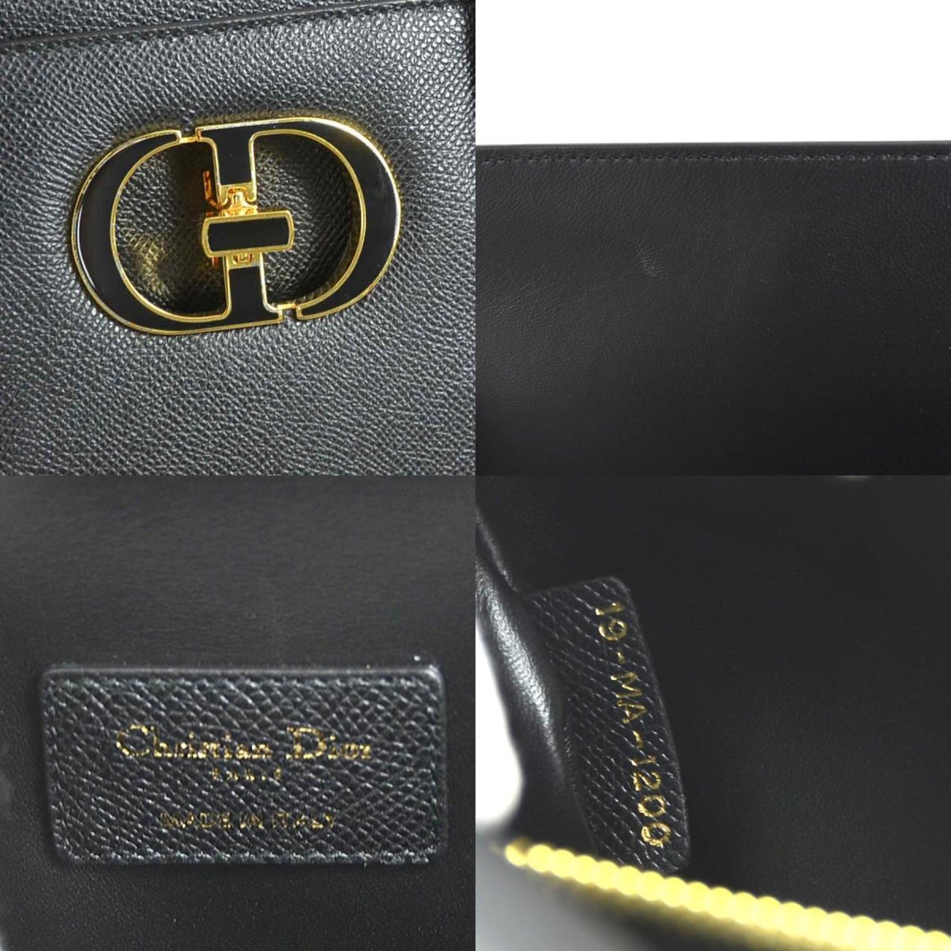 Christian Dior Black Leather Handbag Shoulder Bag  