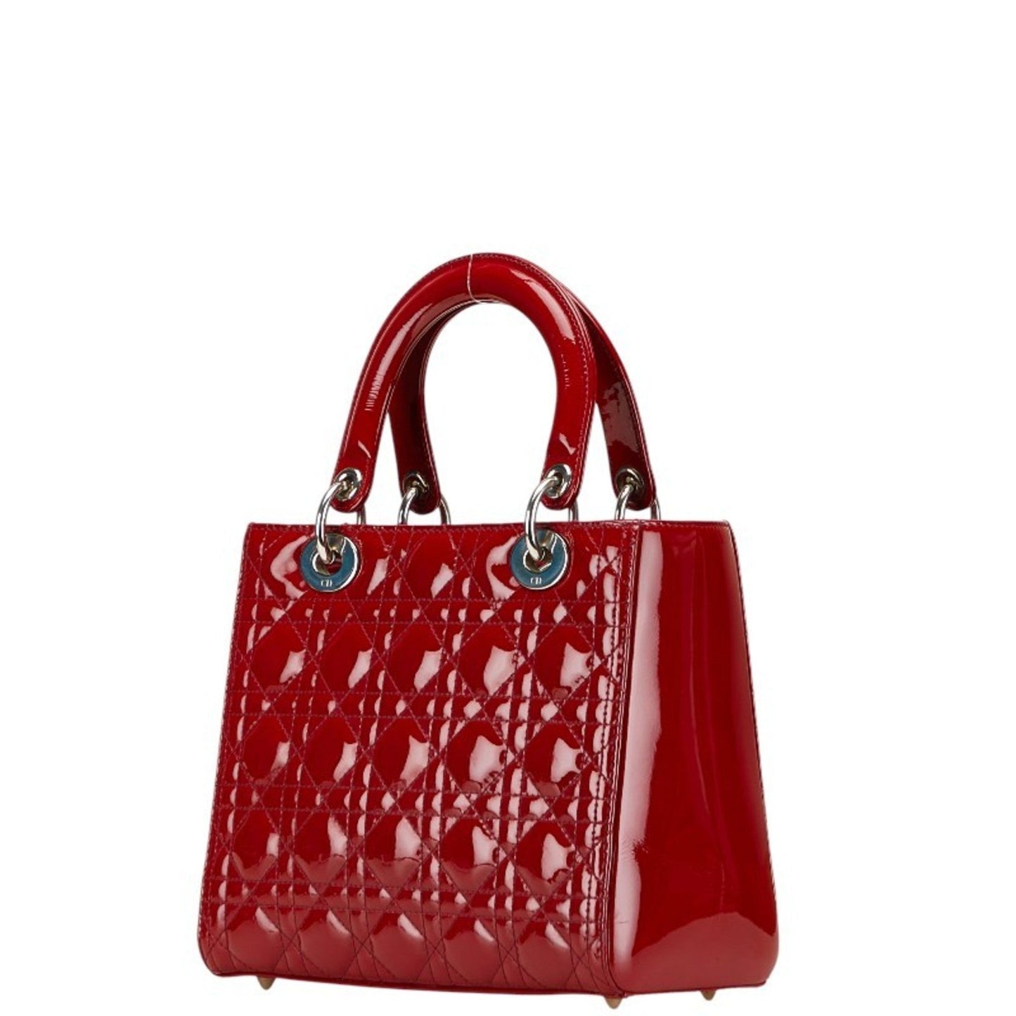 Christian Dior Lady Dior Red Color Patent Leather Handbag Shoulder Bag  