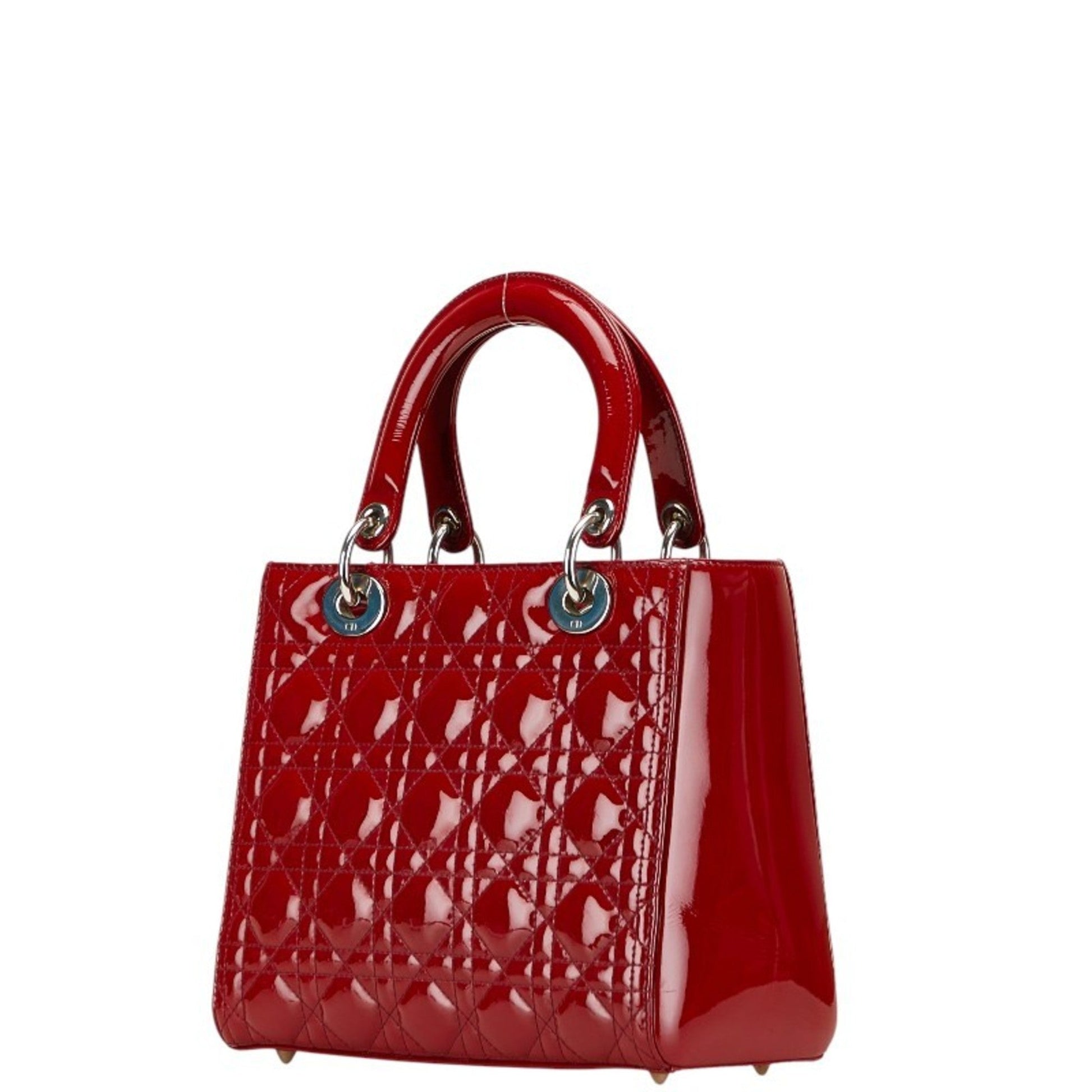 Christian Dior Lady Dior Red Color Patent Leather Handbag Shoulder Bag  