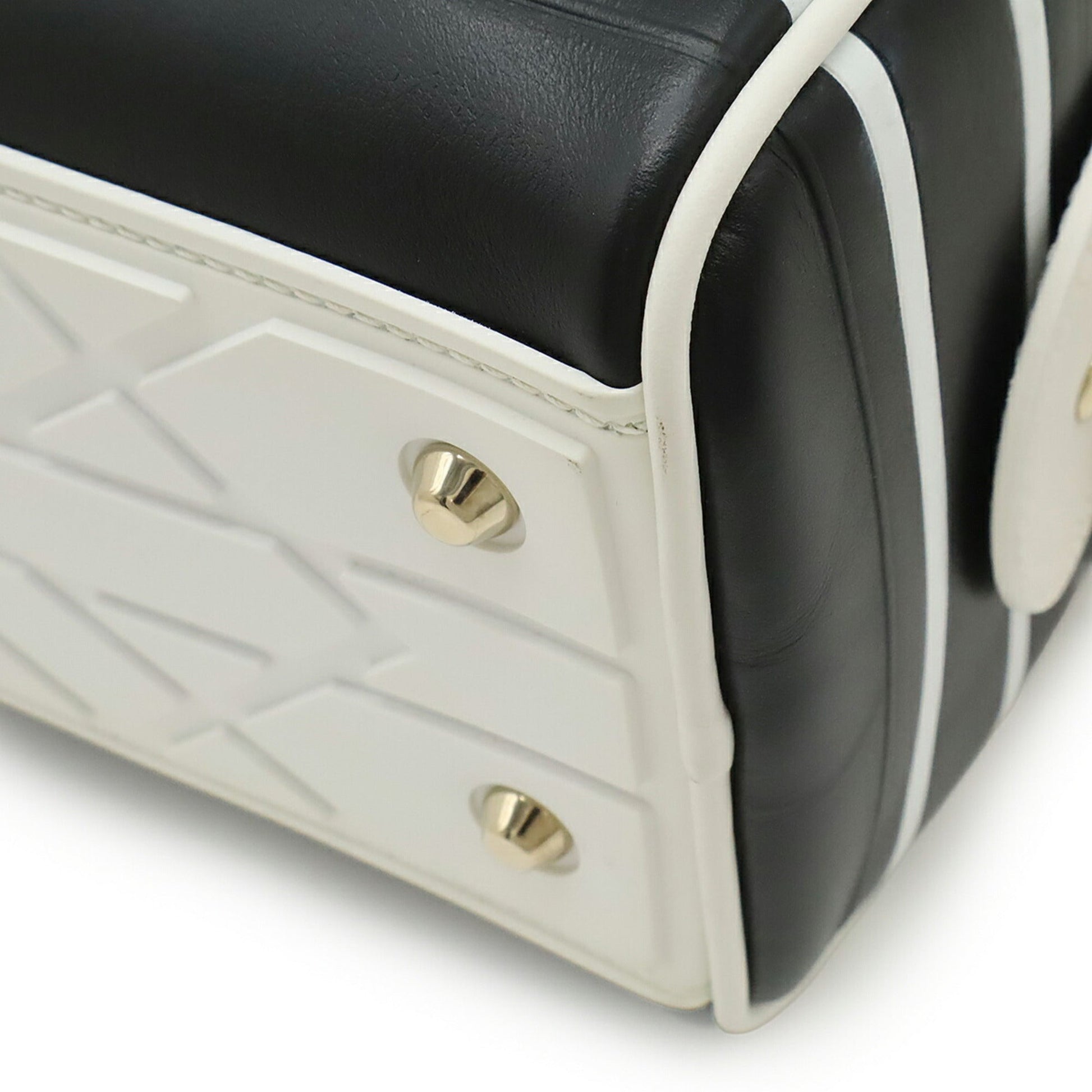 Christian Dior Black White Leather Rubber Handbag Shoulder Bag  