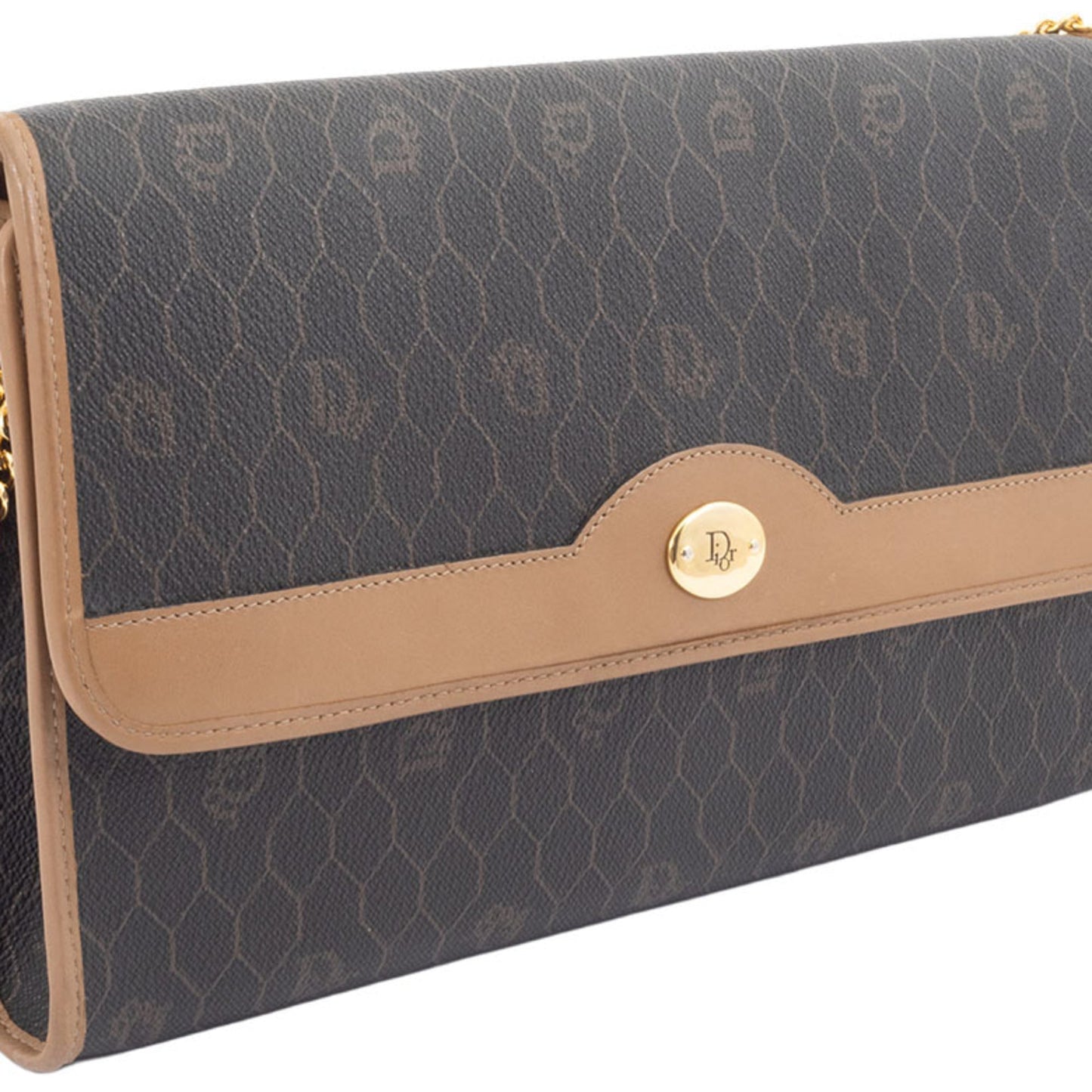 Christian Dior Dark Brown Pvc Leather Shoulder Bag  