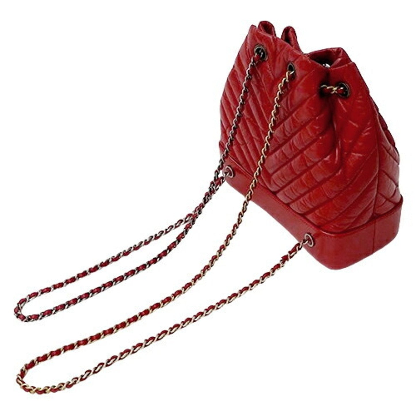 CHANEL Bag Gabrielle de Chanel Small Backpack Women s Leather Red Chain Compact