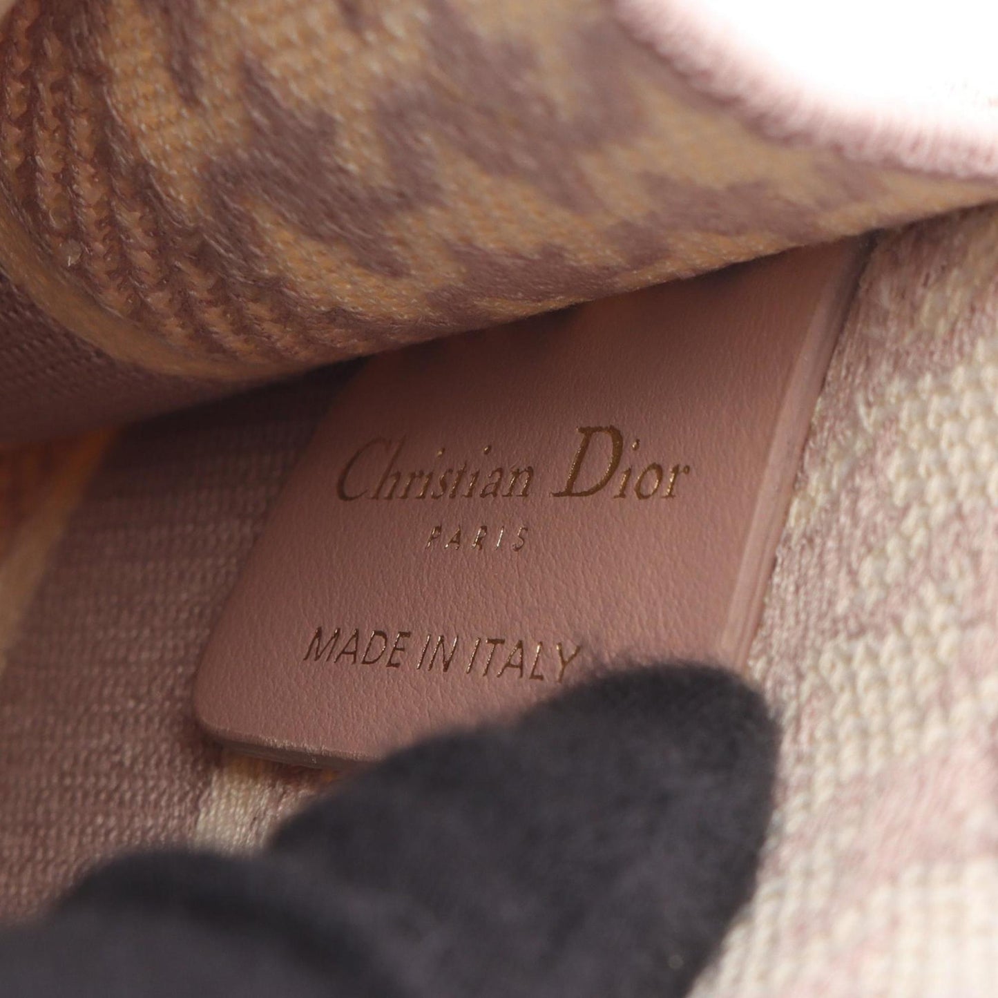 Christian Dior Pink White Canvas Handbag Tote Bag  