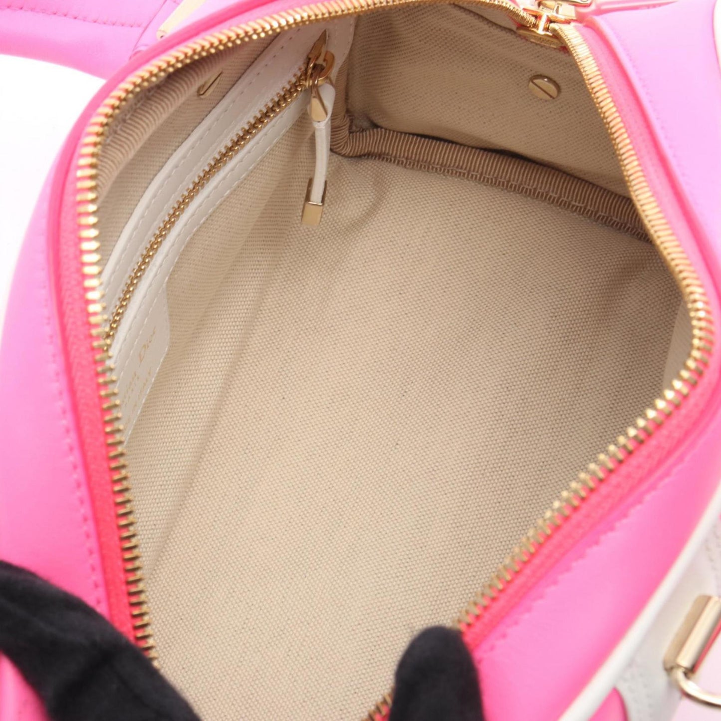 Christian Dior Pink White Leather Handbag  
