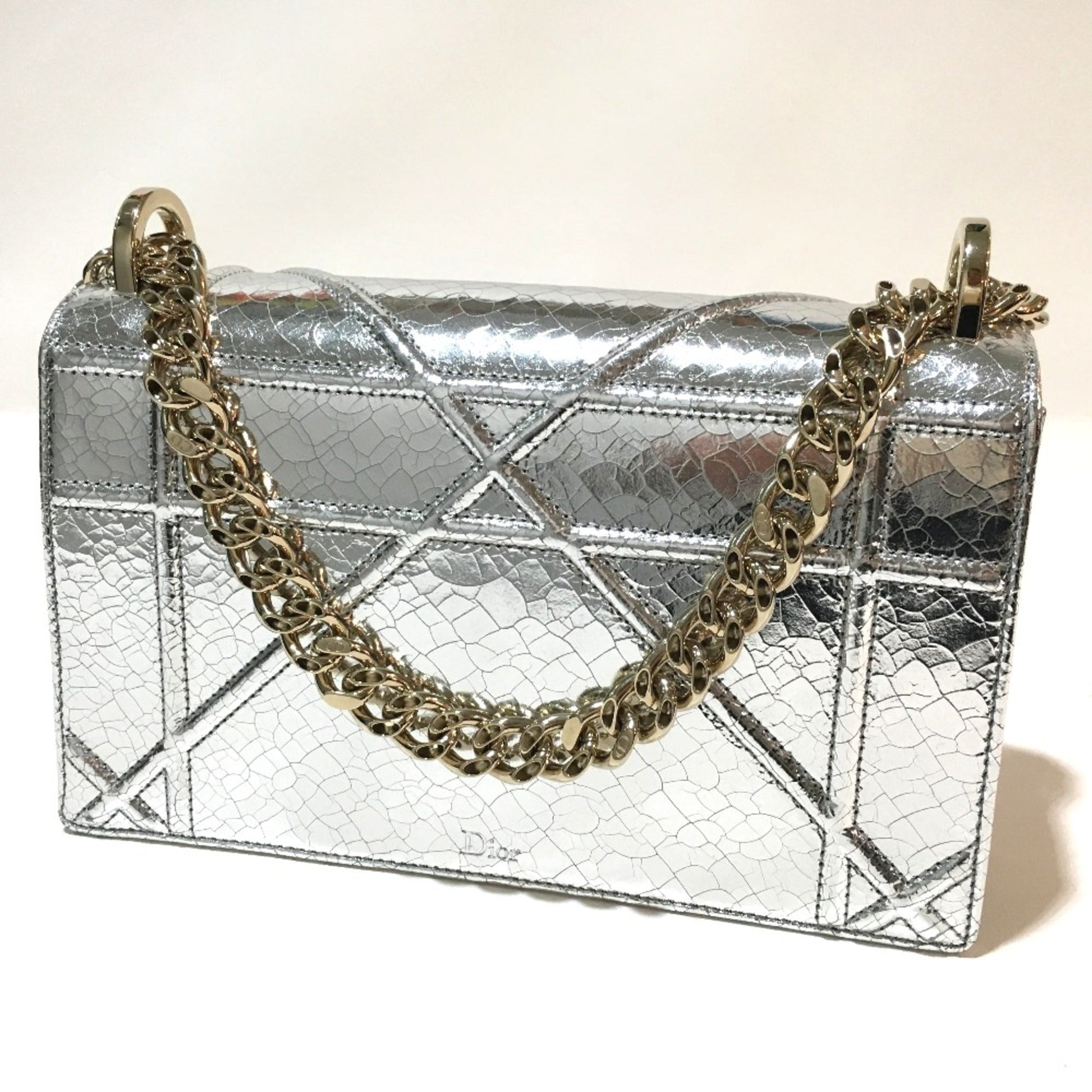 Christian Dior Silver Leather Shoulder Bag  