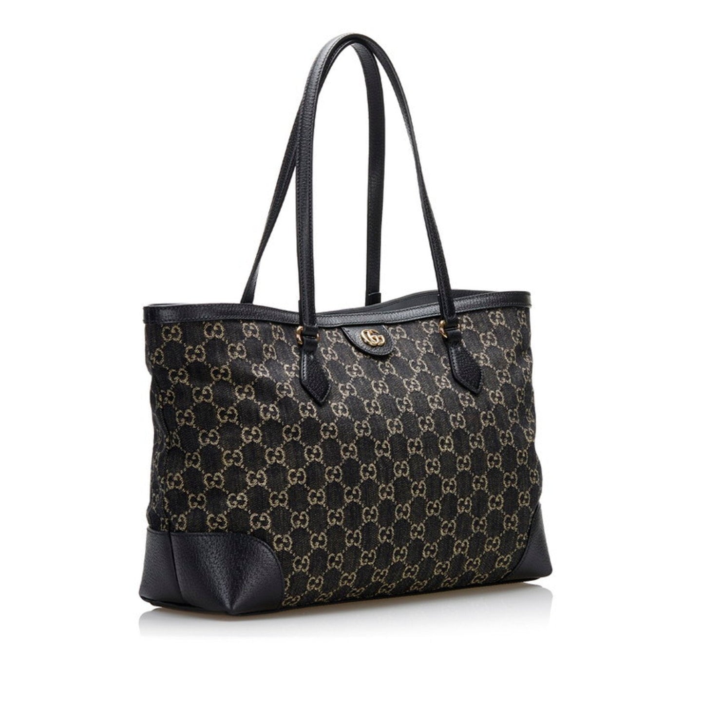 Gucci Black Leather Canvas Tote Style 33