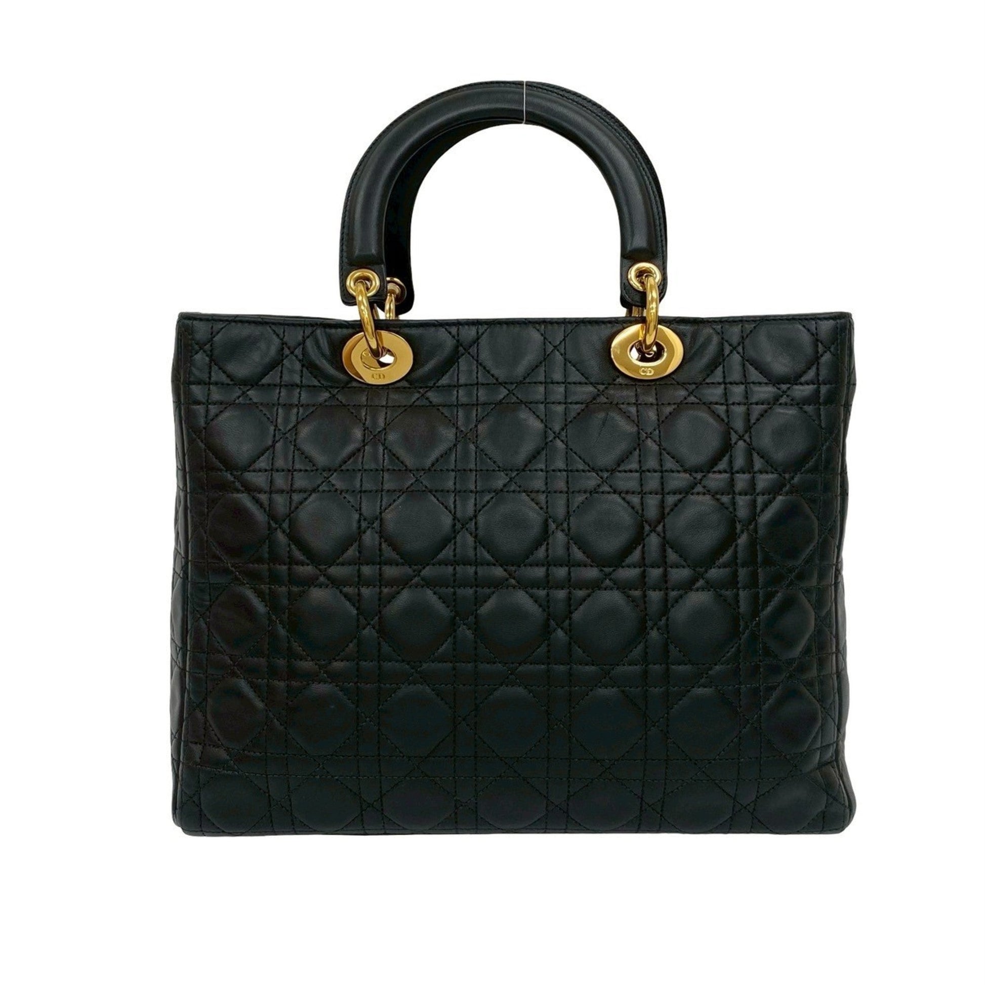 Christian Dior Black Leather Handbag Tote Bag  