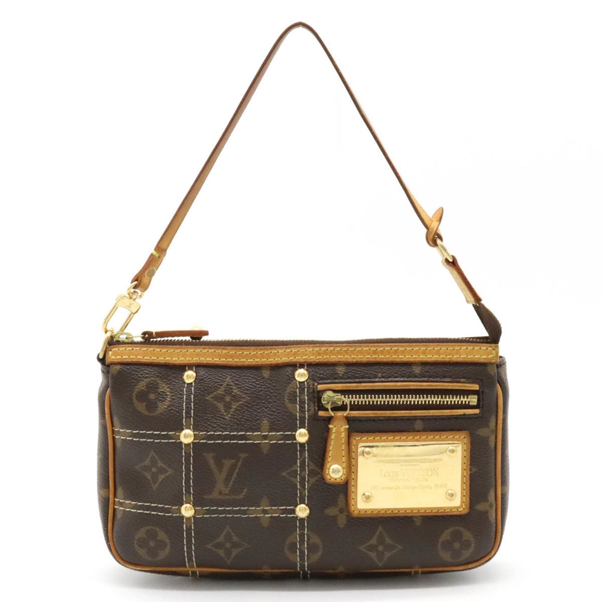 LOUIS VUITTON Monogram Rivet Pochette Accessoire Stitch Clutch
